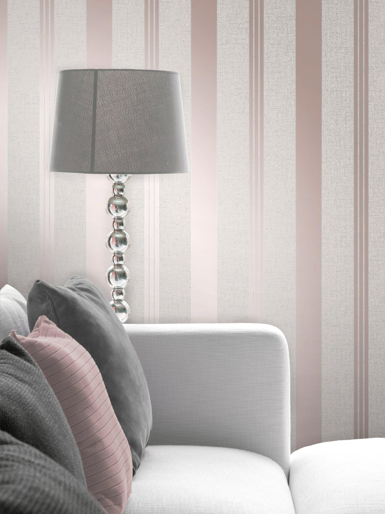 Fine Decor Quartz Stripe Rose Gold Wallpaper Very