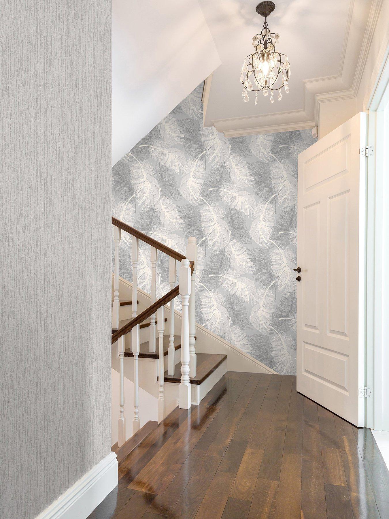 undefined Feathers Dappled Grey Glitter Wallpaper