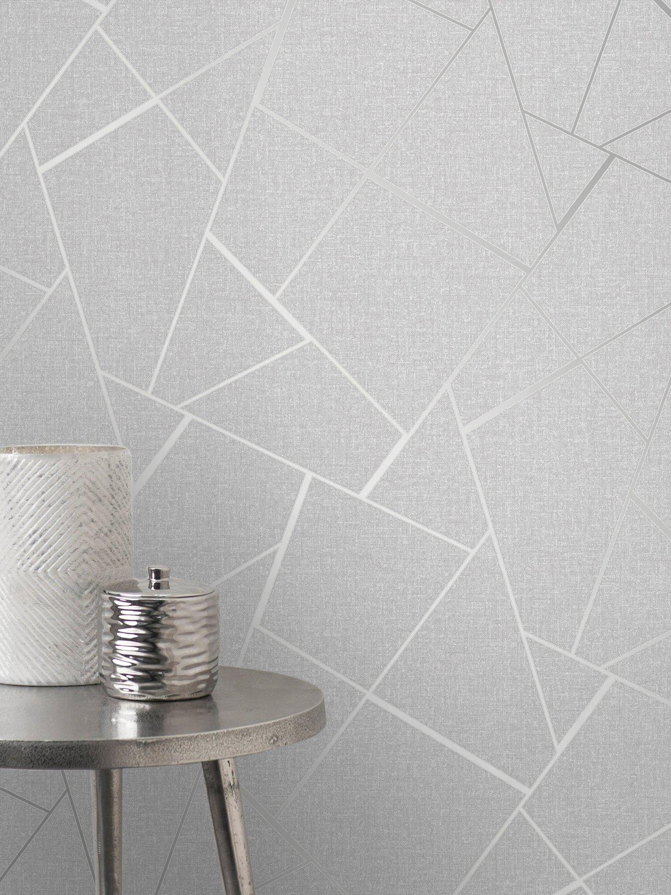 Product photograph of Fine D Cor Fine Decor Quartz Fractal Silver Glitter Wallpaper from very.co.uk