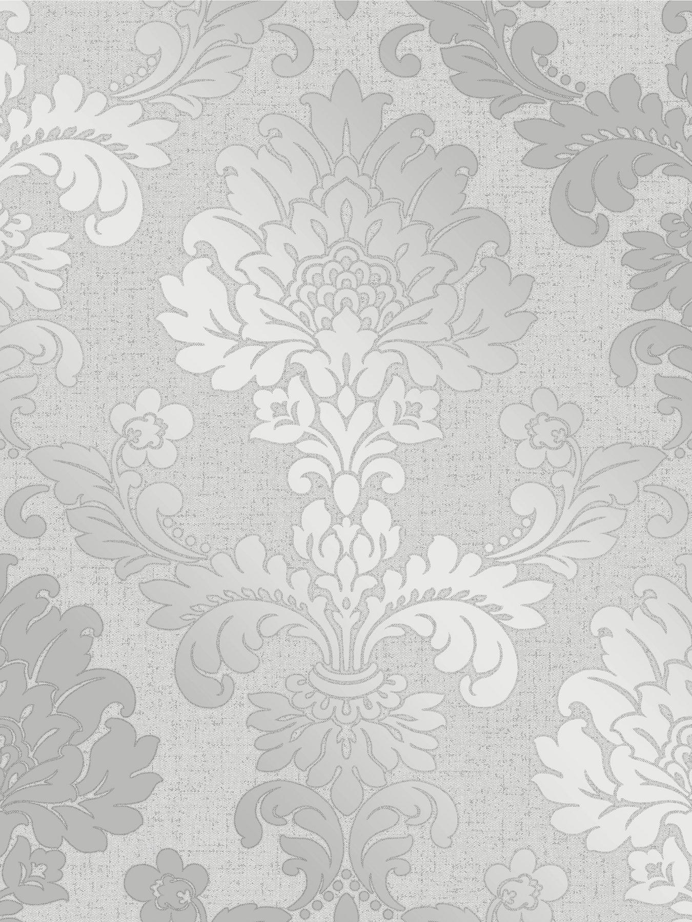 Product photograph of Fine D Cor Fine Decor Quartz Damask Silver Glitter Wallpaper from very.co.uk