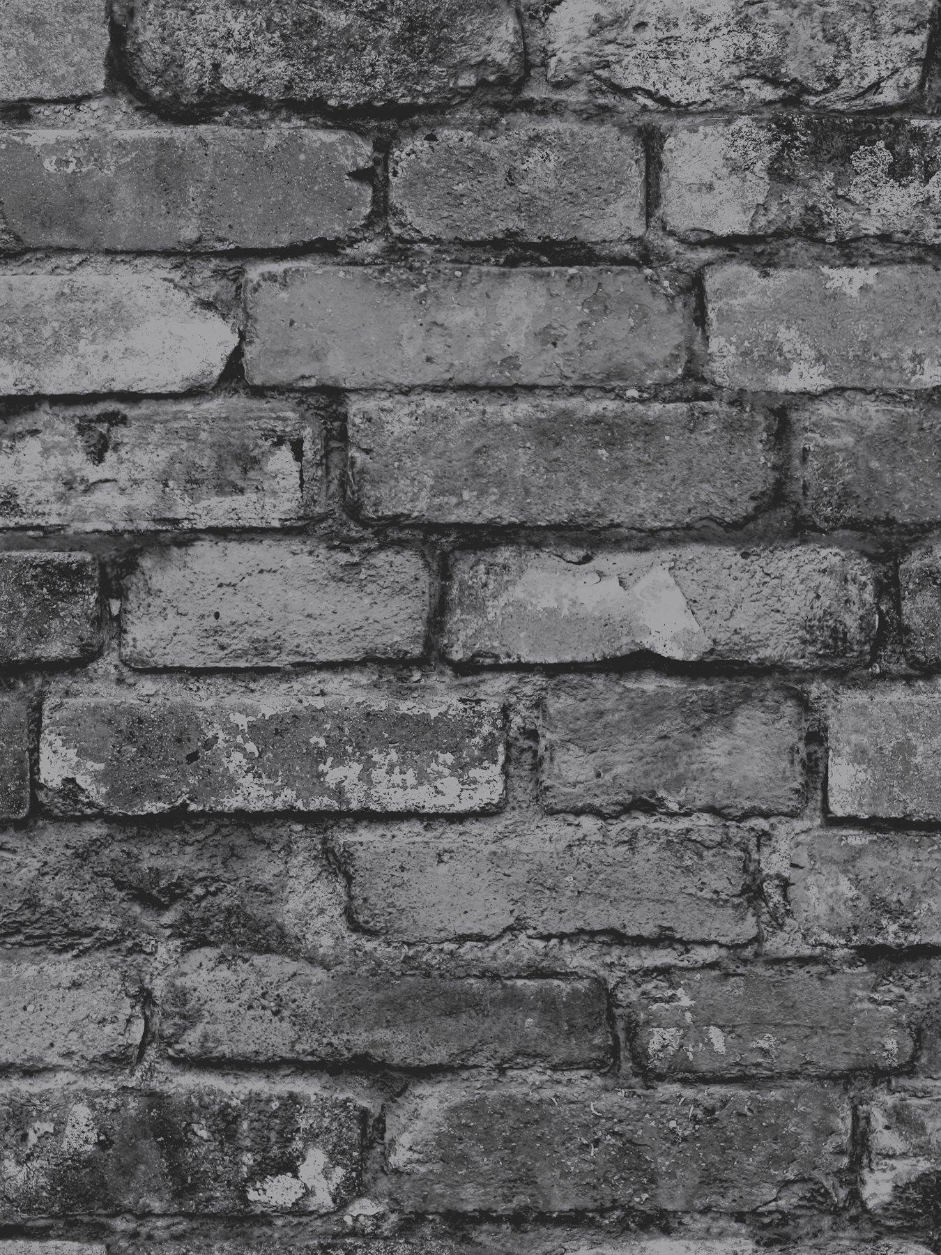Product photograph of Fine D Cor Rustic Silver Brick Wallpaper from very.co.uk