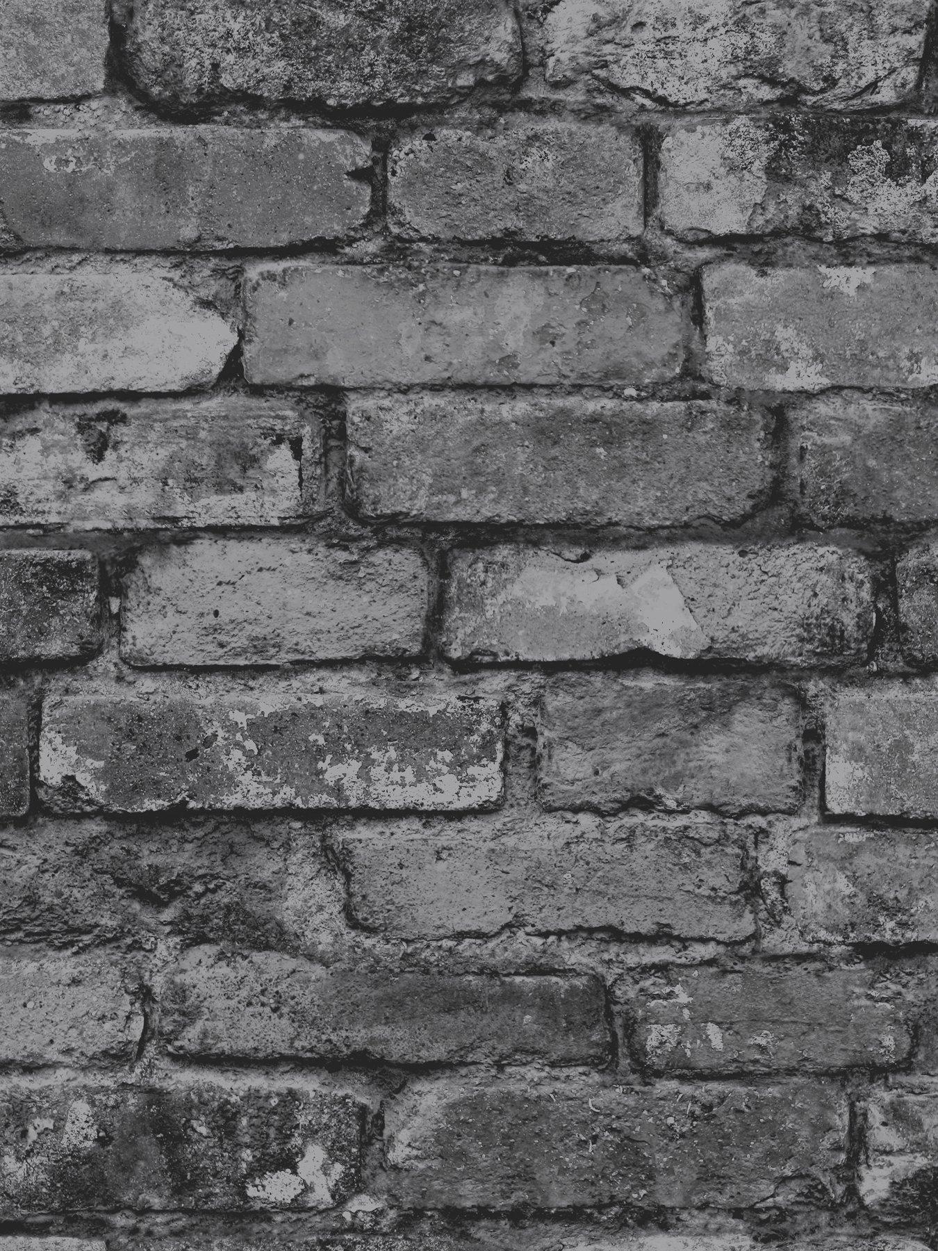 Image 2 of 2 of Fine Decor Rustic Silver Brick Wallpaper