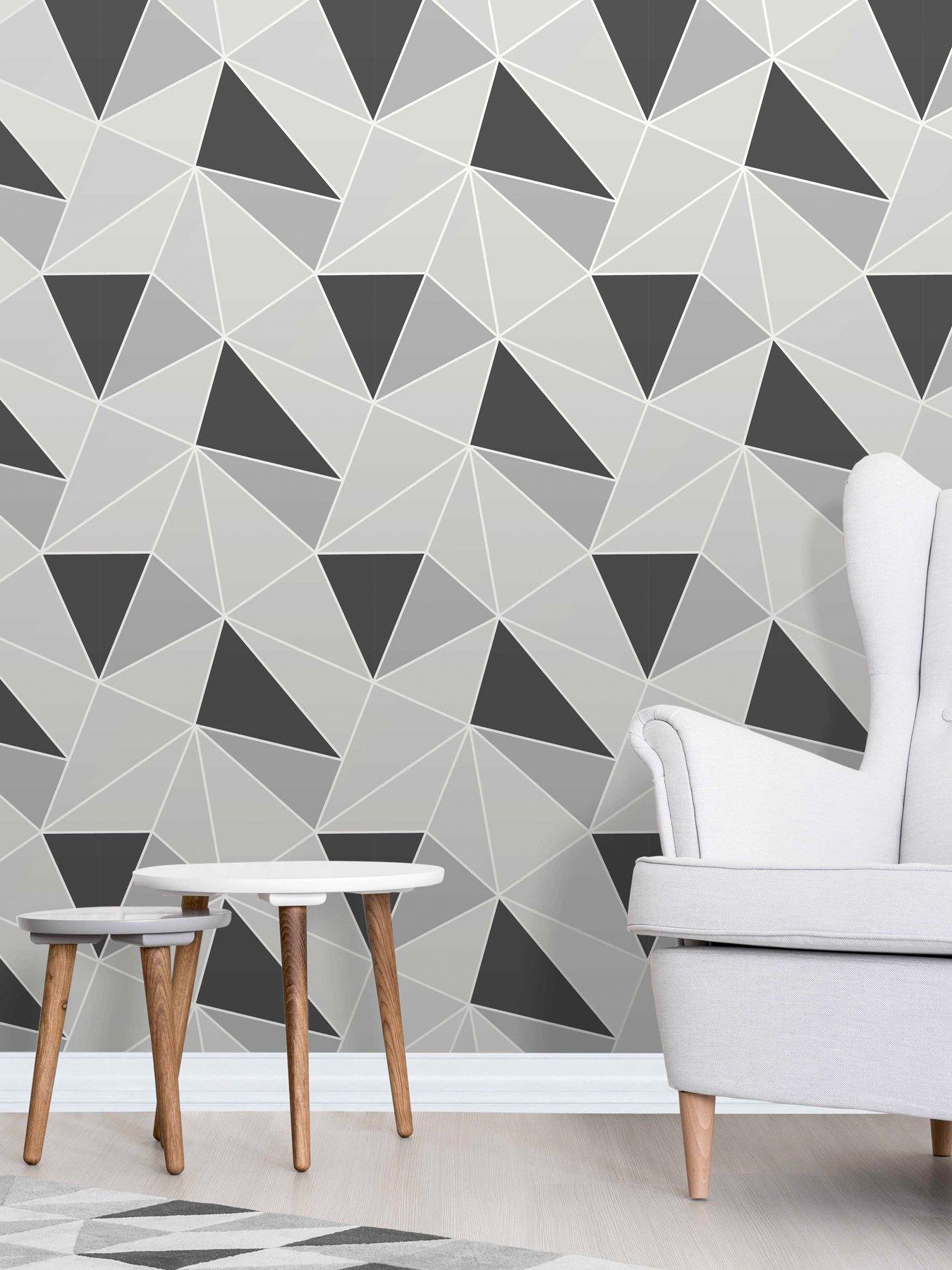 Product photograph of Fine D Cor Fine Decor Apex Geo Black Silver Wallpaper from very.co.uk