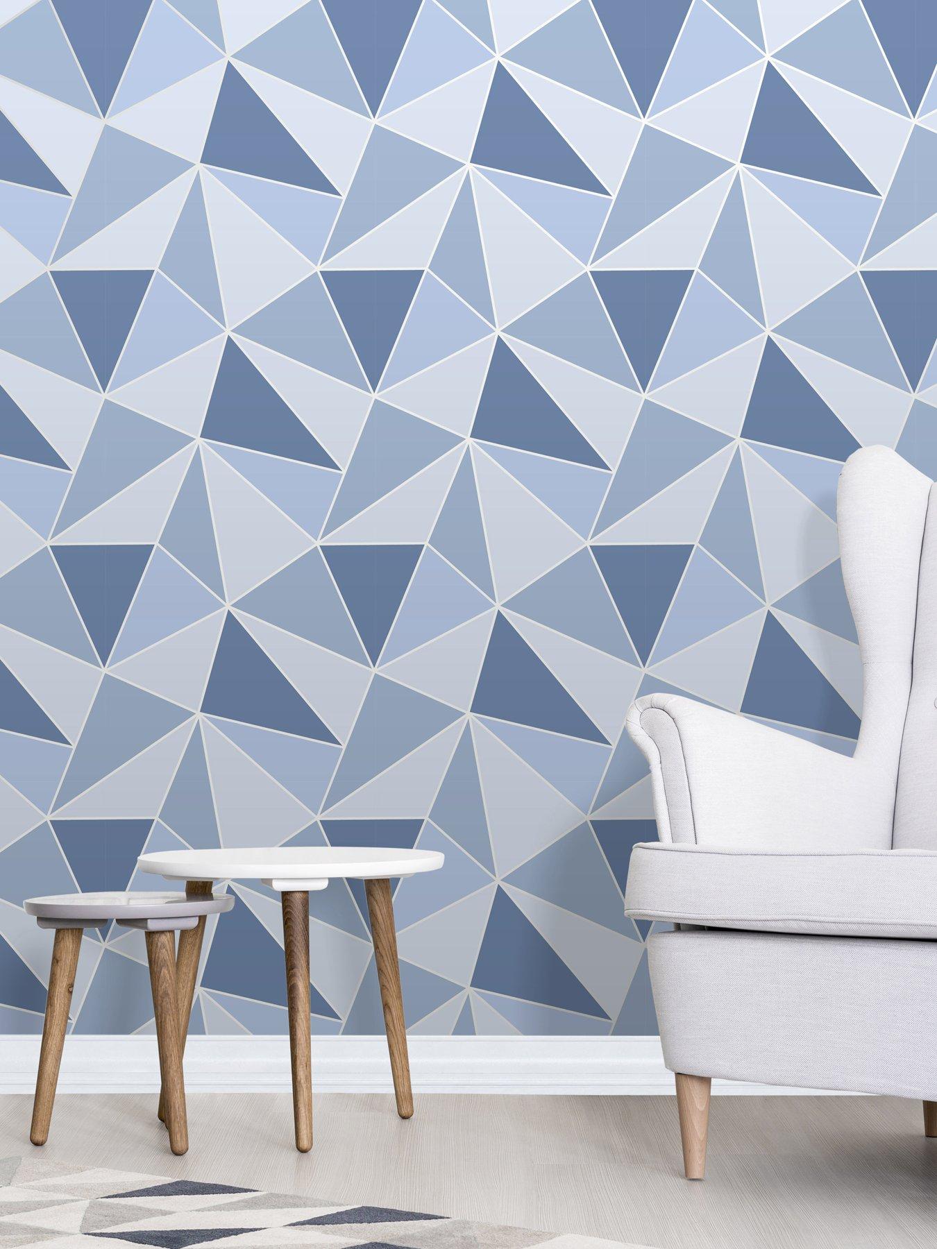 Image 1 of 2 of Fine Decor Apex Geo Blue Wallpaper