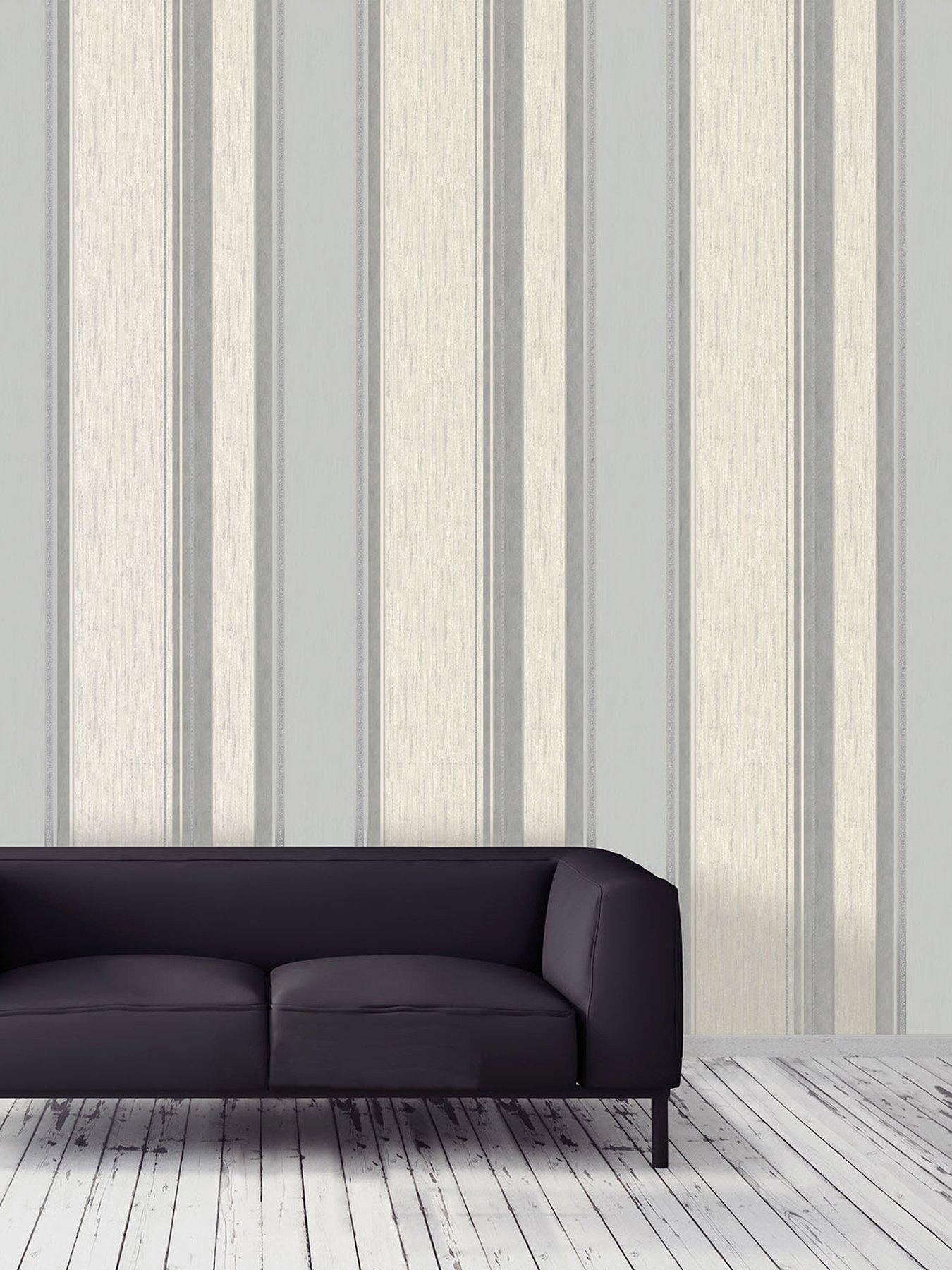 Product photograph of Vymura Synergy Stripe Dove Grey Silver Glitter Wallpaper from very.co.uk