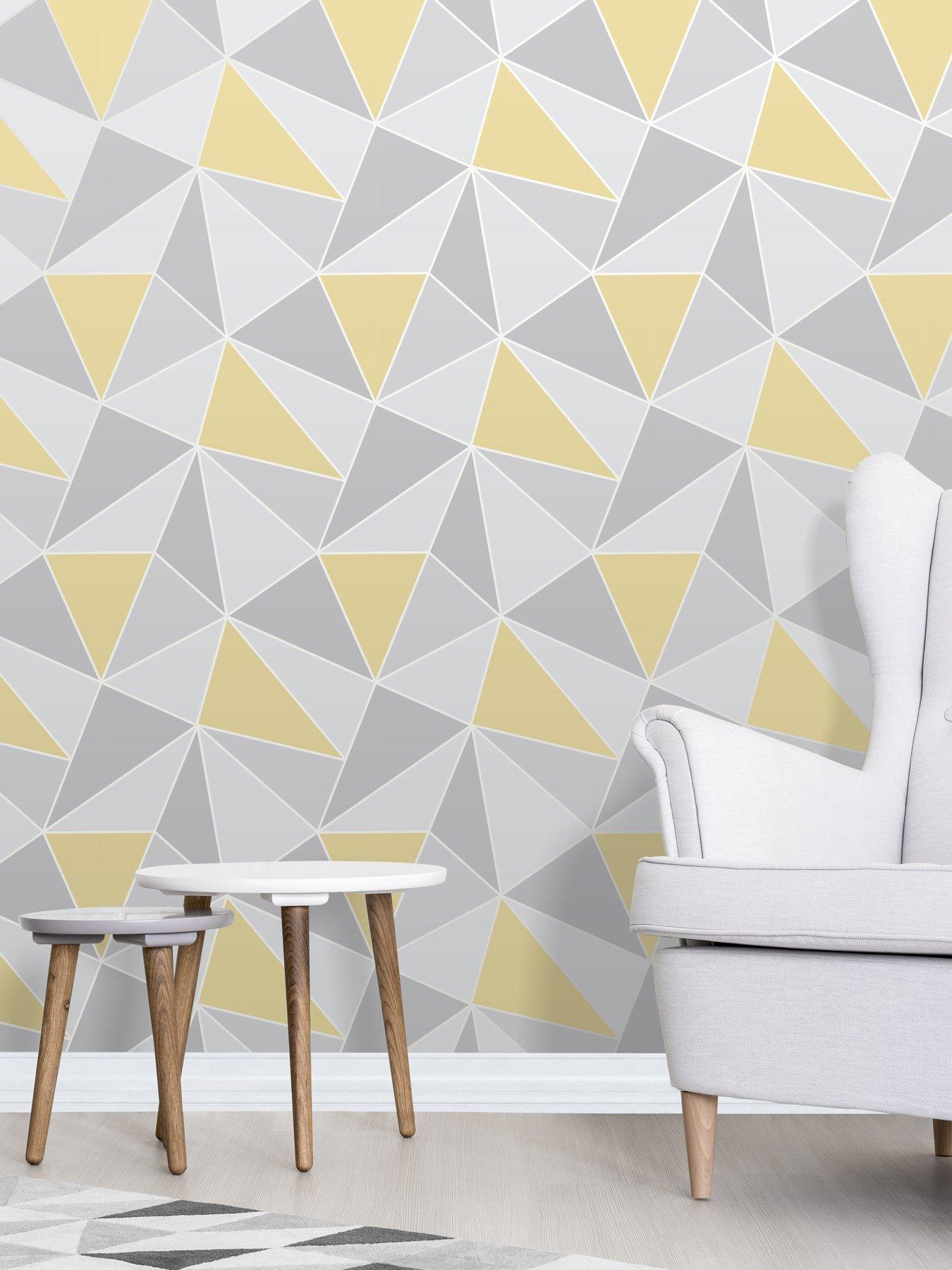Product photograph of Fine D Cor Fine Decor Apex Geo Yellow Grey Wallpaper from very.co.uk
