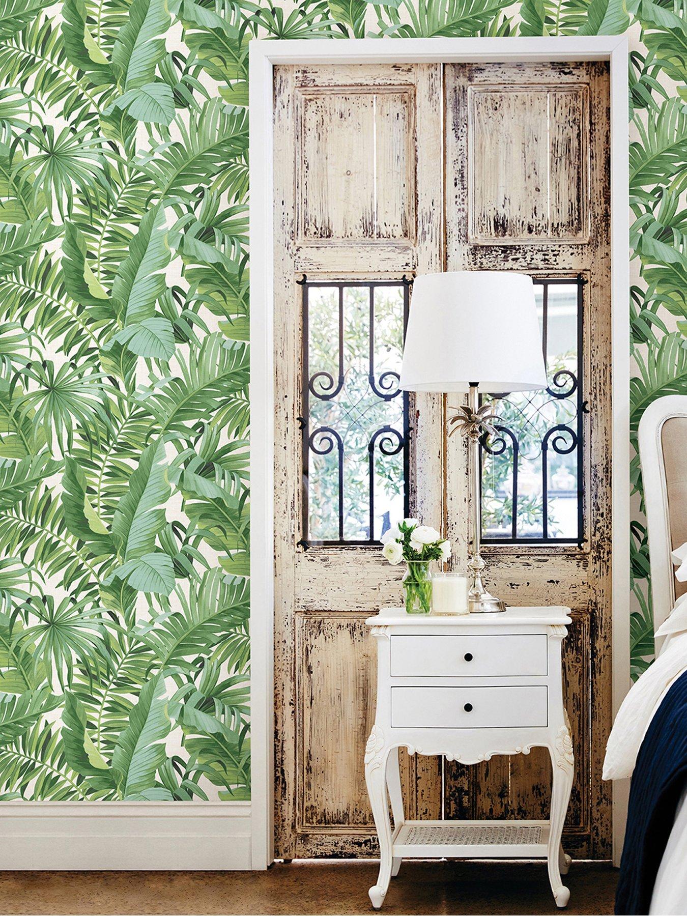 Product photograph of Fine D Cor Solstice Green Palm Leaf Wallpaper from very.co.uk