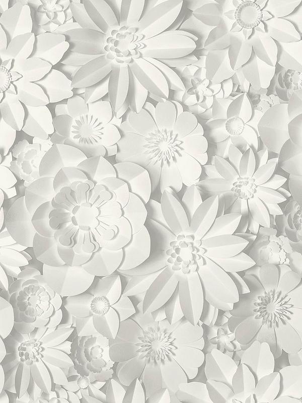 Fine Décor Fine Decor 3D Effect Floral White & Grey Wallpaper 