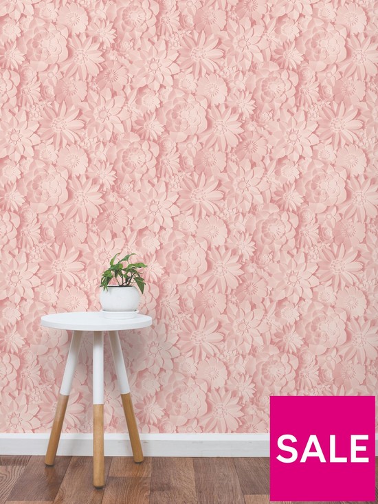 front image of fine-dcor-3d-effect-floral-pink-wallpaper