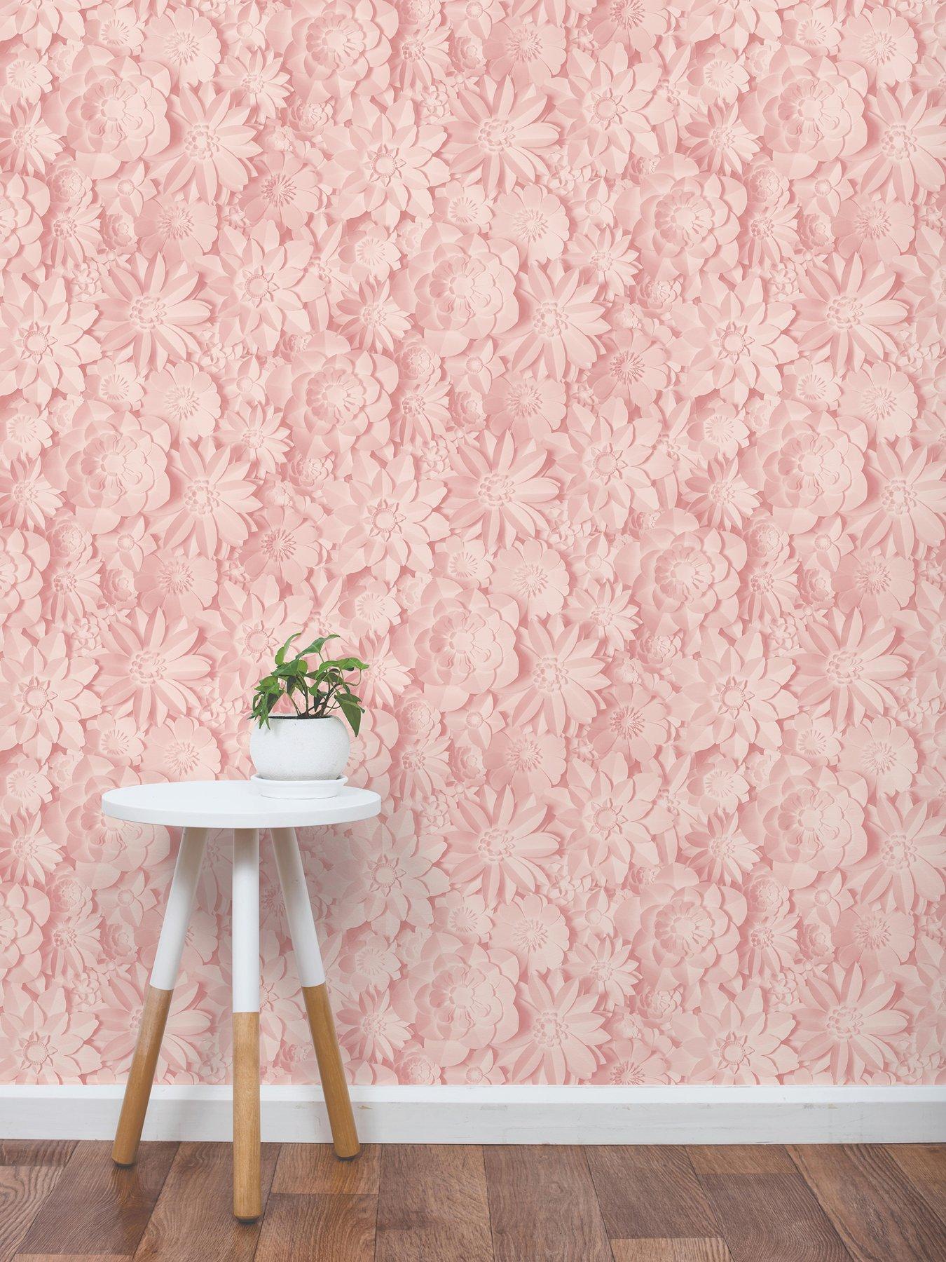 Fine Decor 3D Effect Floral Pink Wallpaper