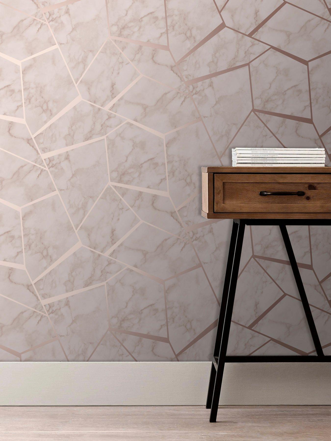 Product photograph of Fine Decor Marblesque Fractal Wallpaper In Rose Gold from very.co.uk