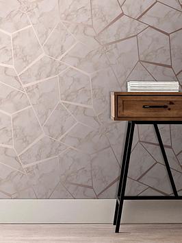 Product photograph of Fine Decor Marblesque Fractal Wallpaper In Rose Gold from very.co.uk