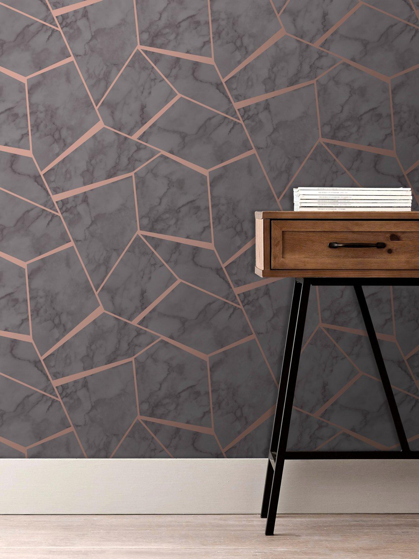 Product photograph of Fine D Cor Fine Decor Marblesque Fractal Charcoal Metallic Wallpaper from very.co.uk