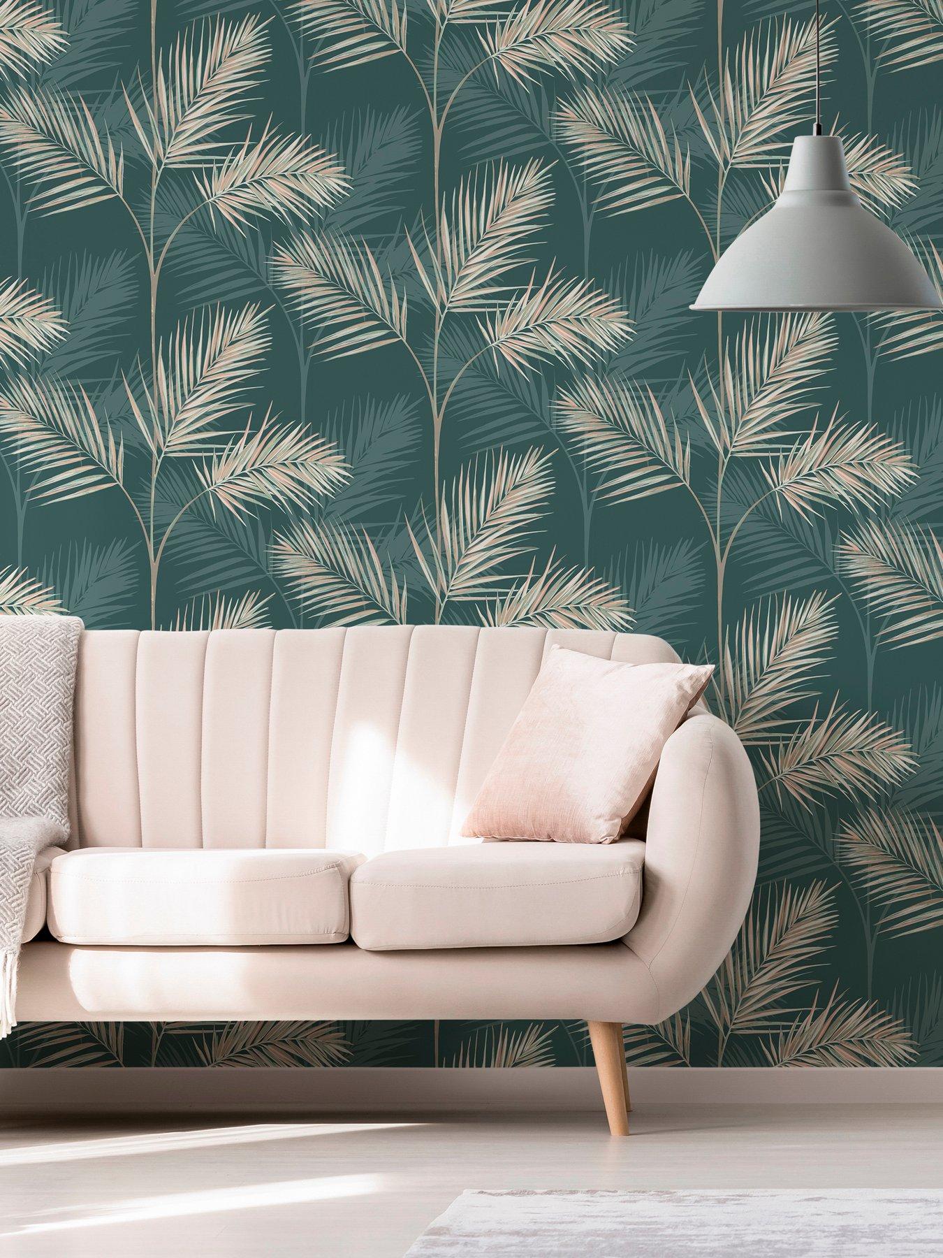 undefined South Beach Palm Leaf Emerald Wallpaper
