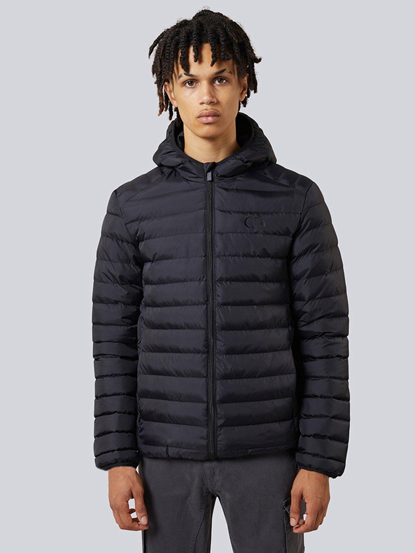 Criminal damage longline outlet puffer jacket in black