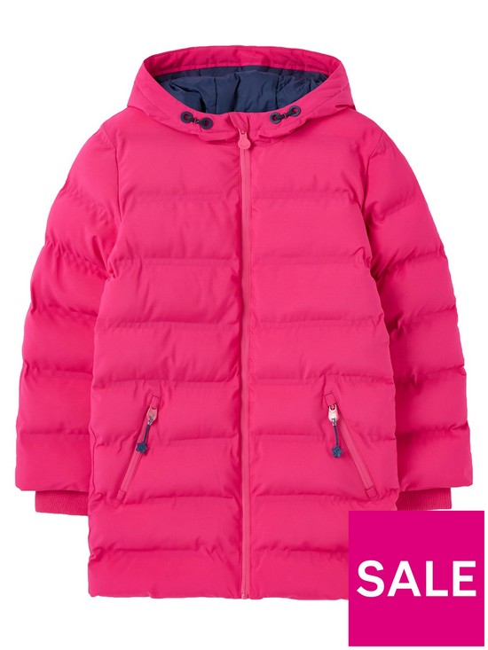 front image of joules-girls-padwell-waterproof-padded-coat-pink