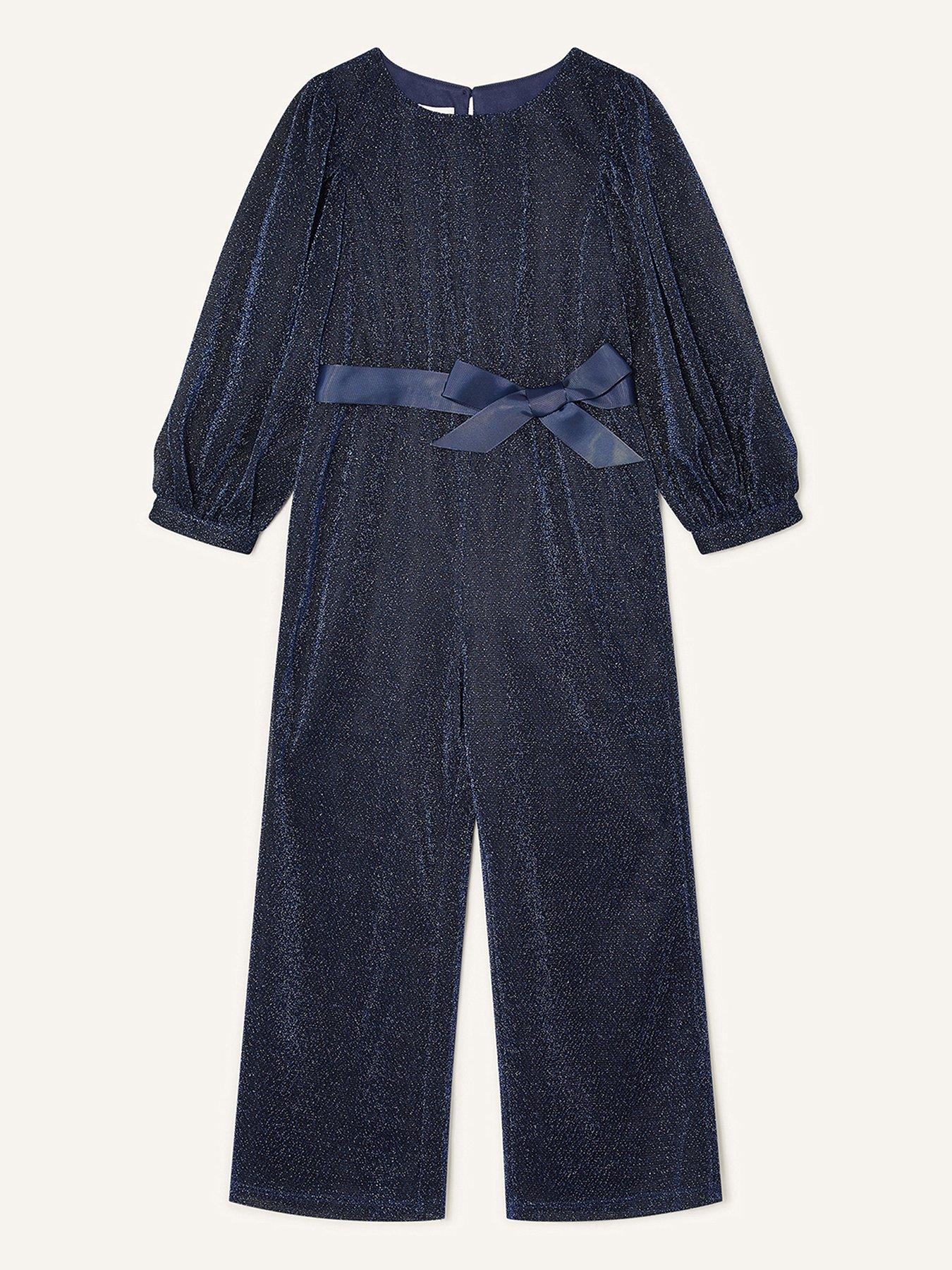 Girls Clothes Girls Erin Sparkle Long Sleeve Jumpsuit - Navy
