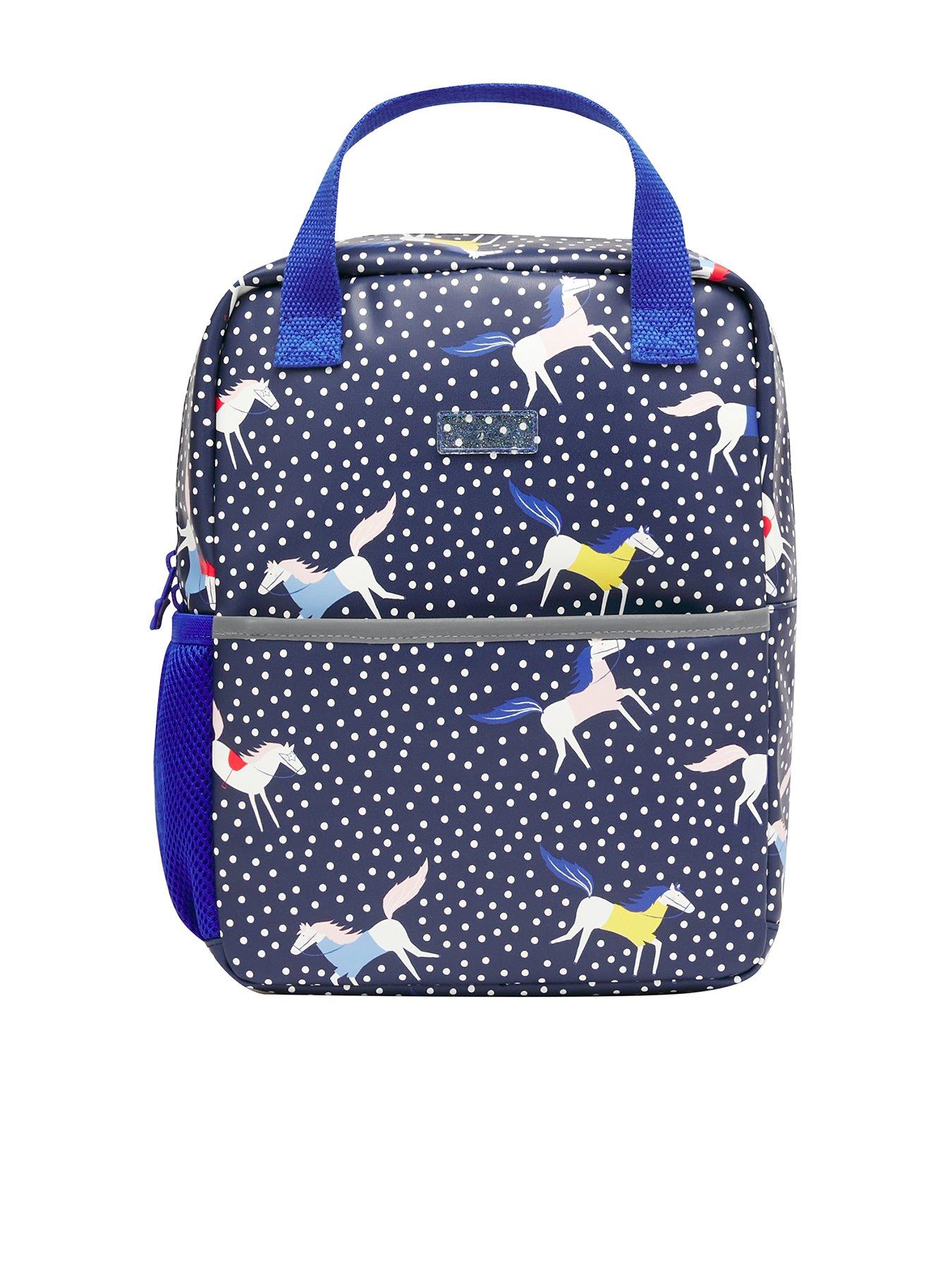 Joules Girls Adventure Horse Spot Backpack Navy very.co.uk