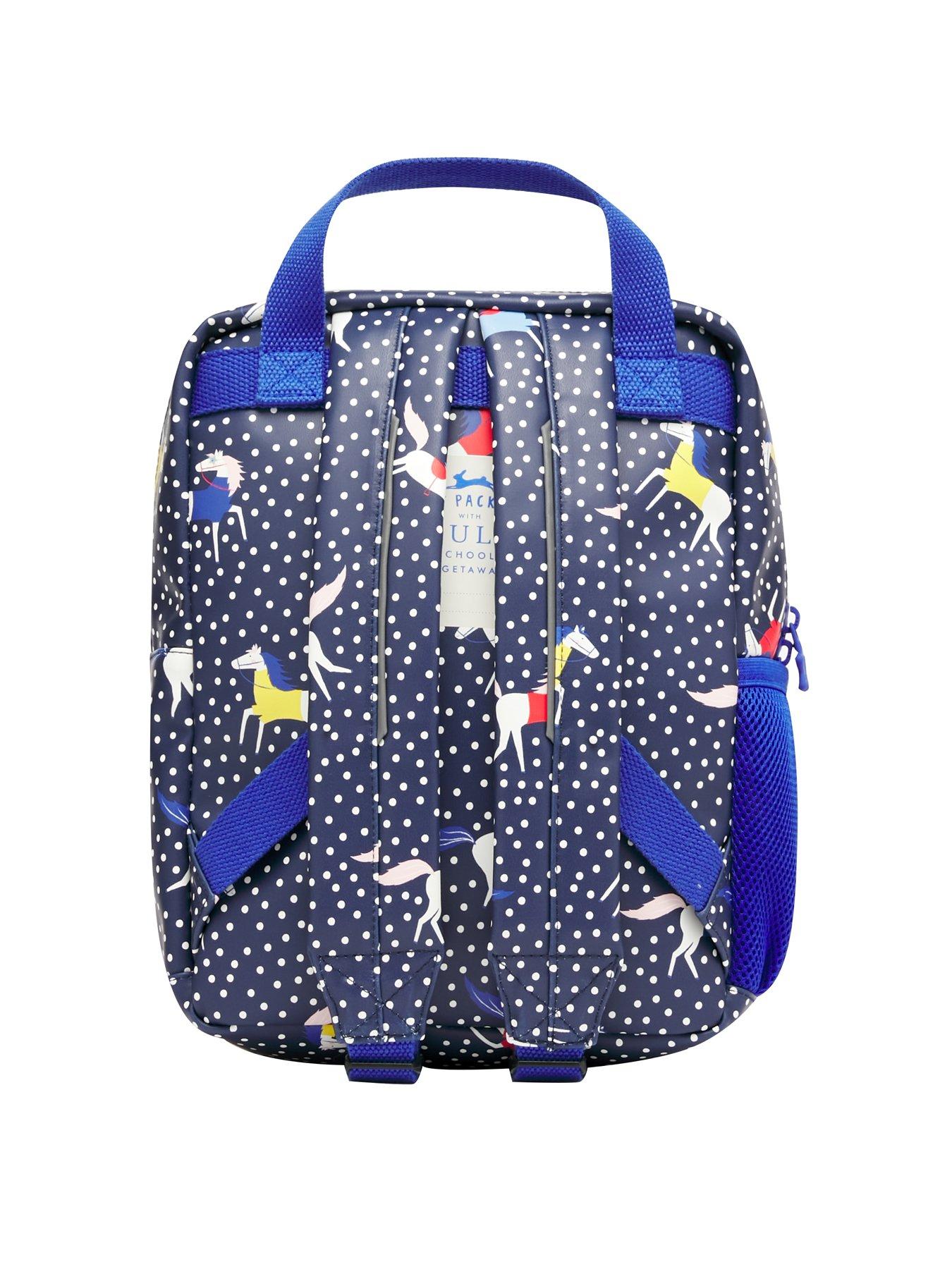 Joules Girls Adventure Horse Spot Backpack Navy very.co.uk