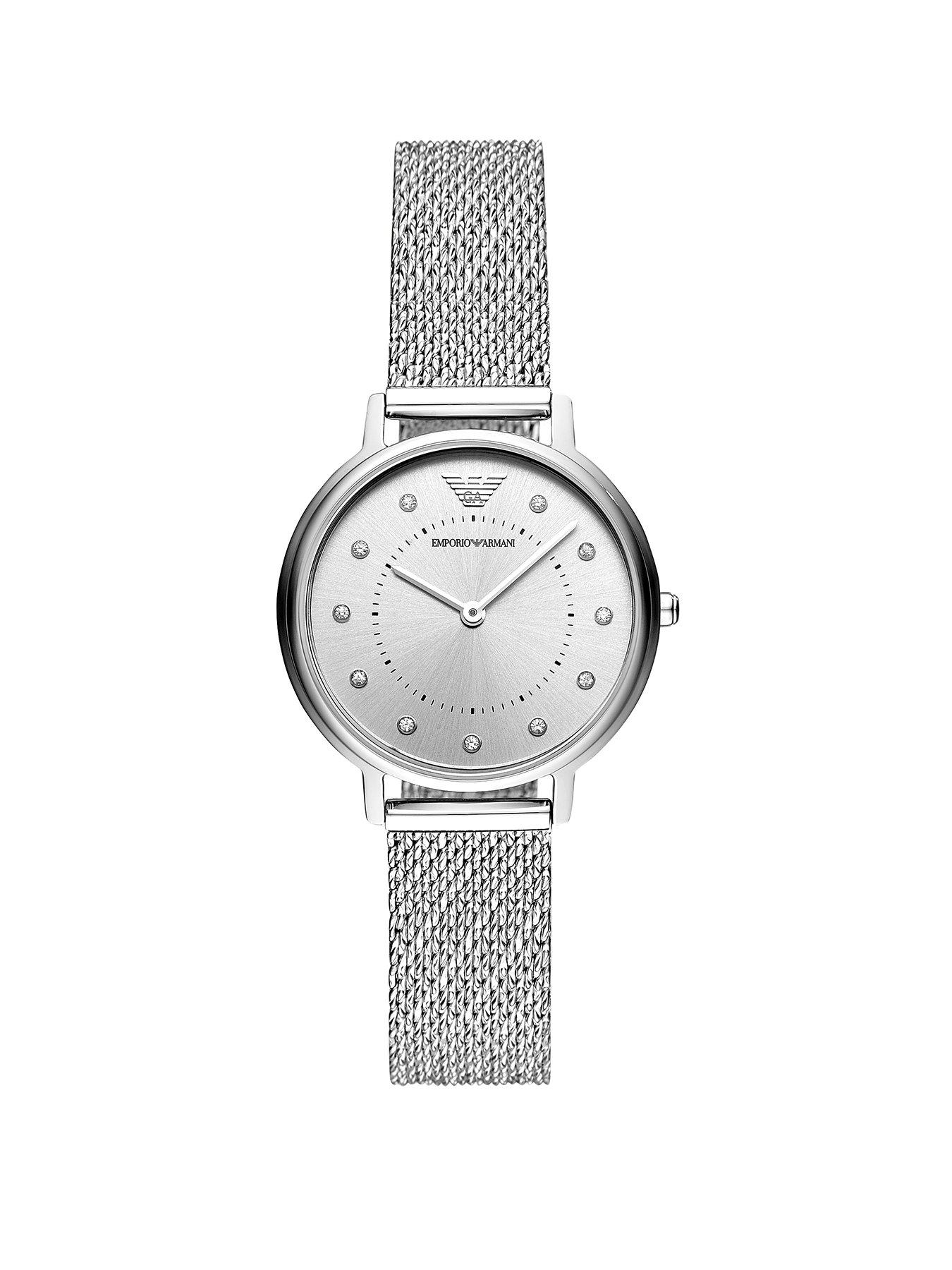 Product photograph of Emporio Armani Women S 2-hand Stainless Steel Watch from very.co.uk