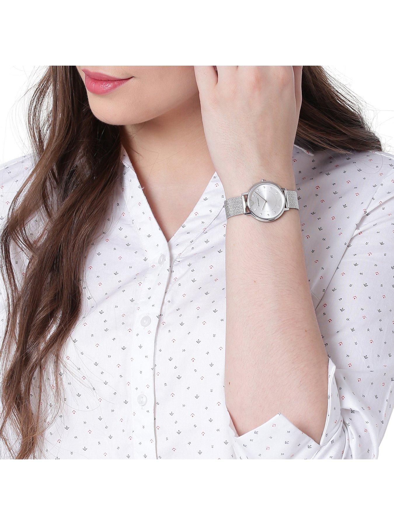 Armani silver watch womens hotsell