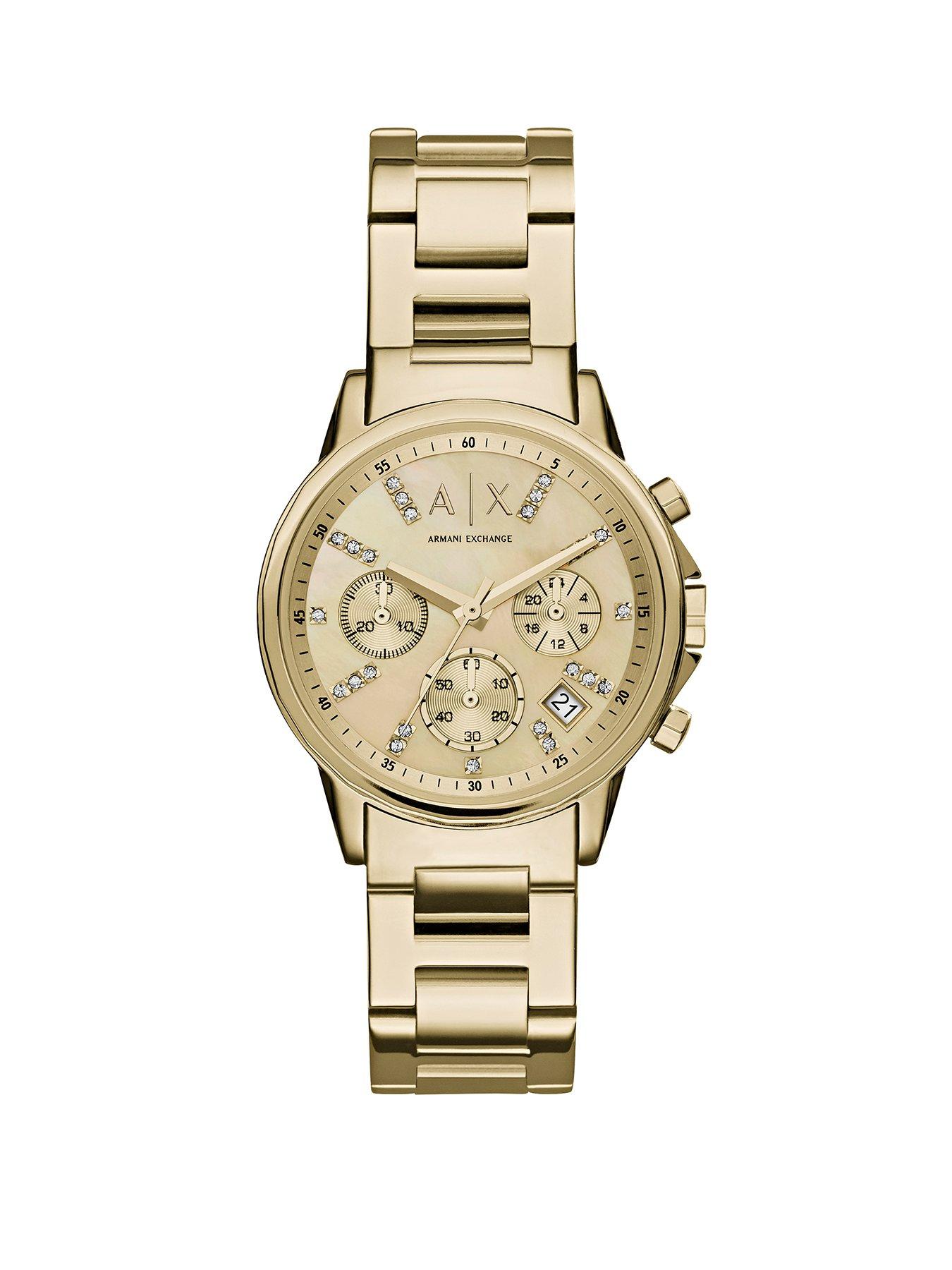 Armani chronograph best sale watch gold