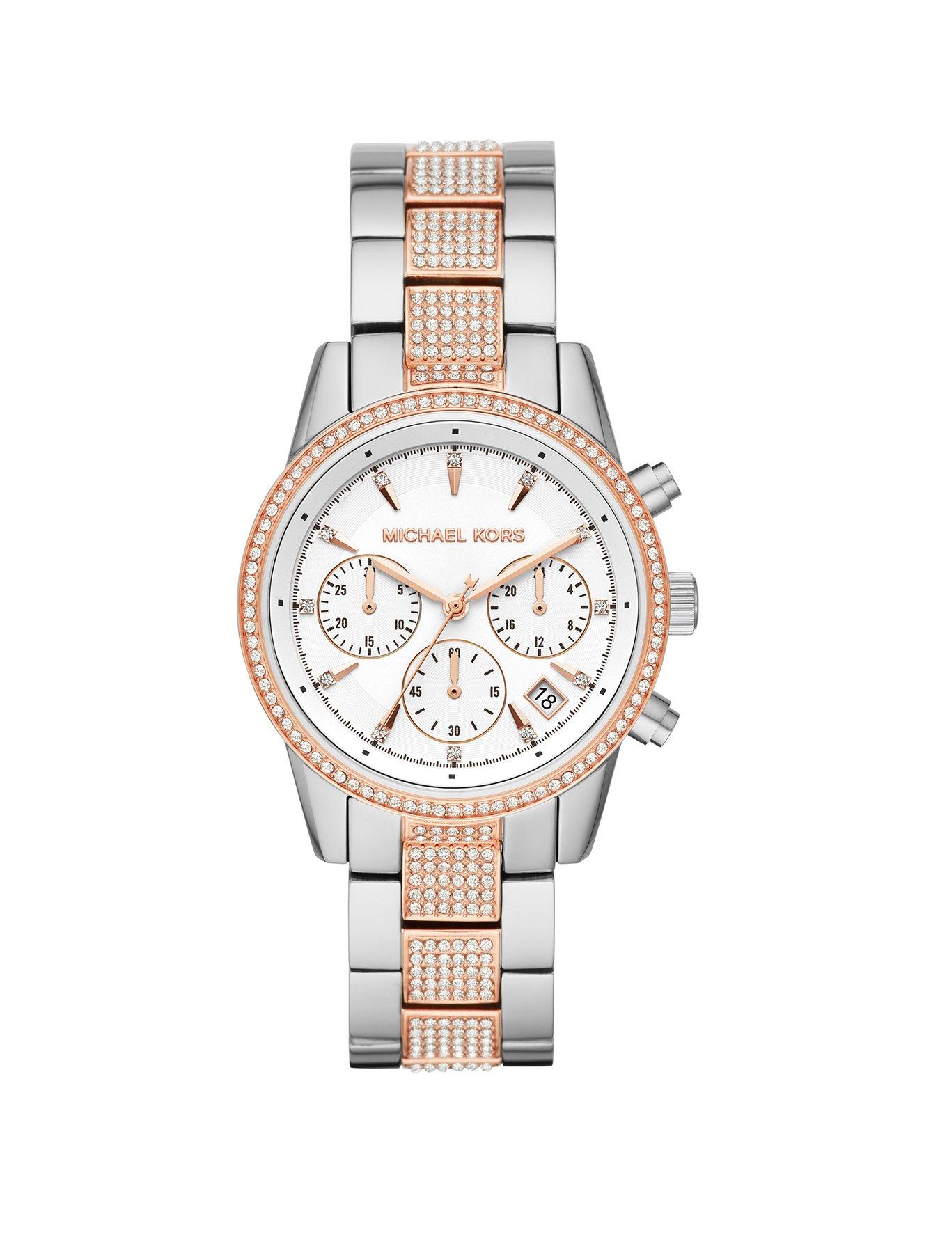 Product photograph of Michael Kors Ritz Women Traditional Watch from very.co.uk