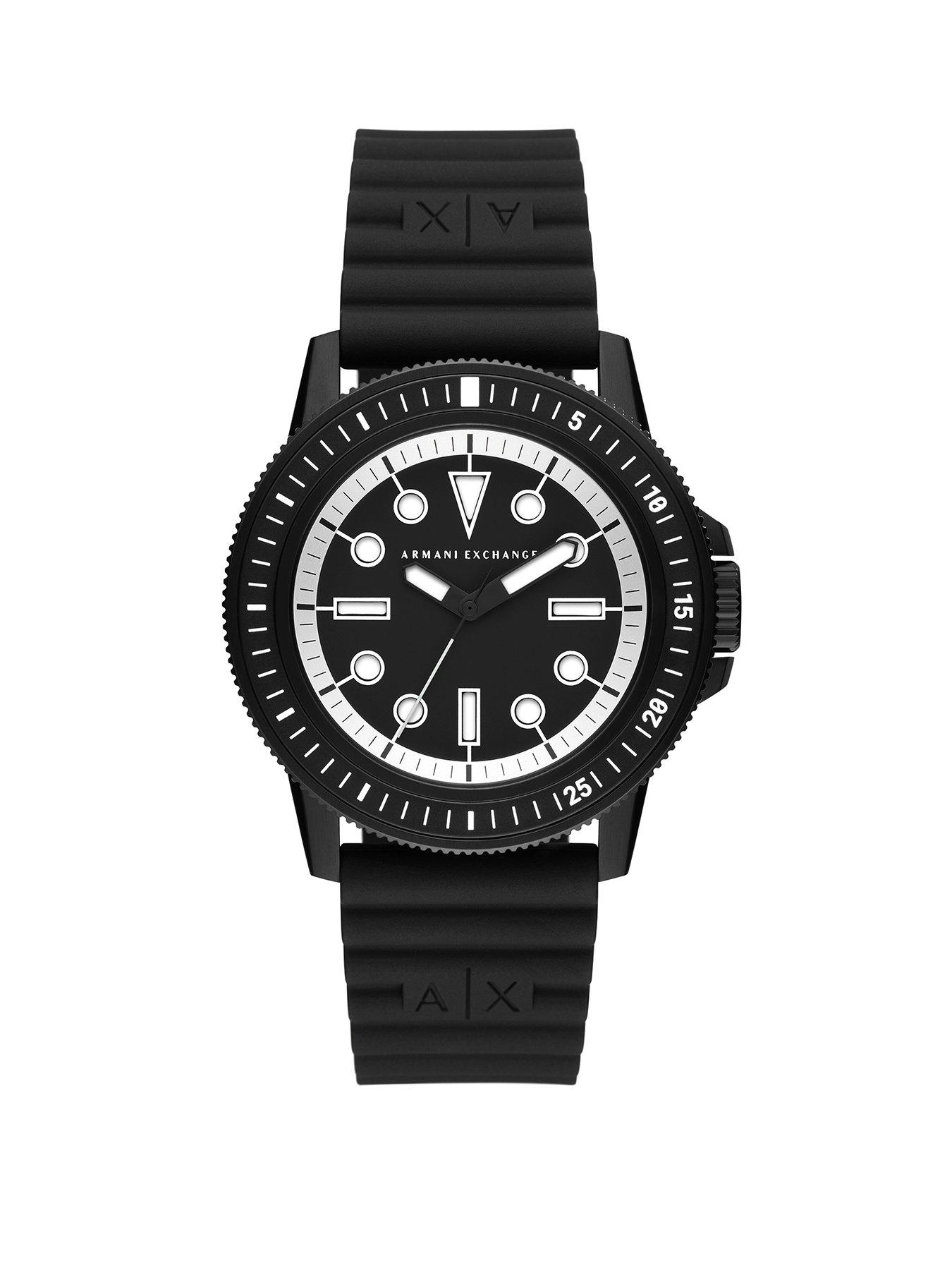 Product photograph of Armani Exchange Silicone Men S Watch from very.co.uk