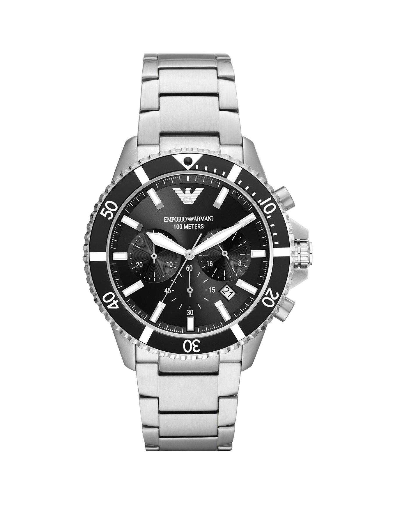 Product photograph of Emporio Armani 304 Stainless Steel Men from very.co.uk