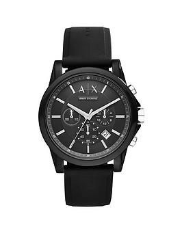 armani exchange chronograph black silicone watch