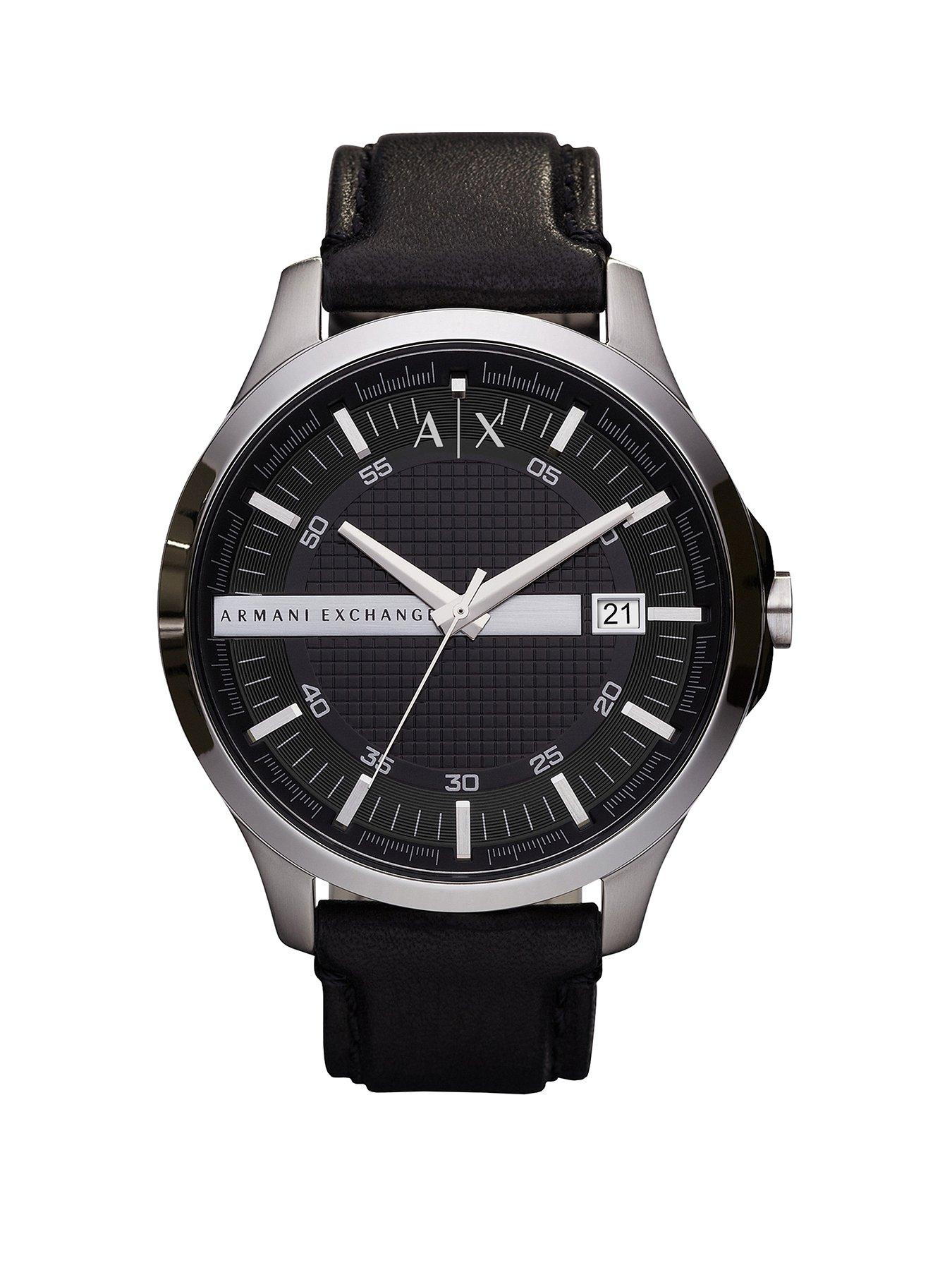 Armani exchange black shop and silver watch