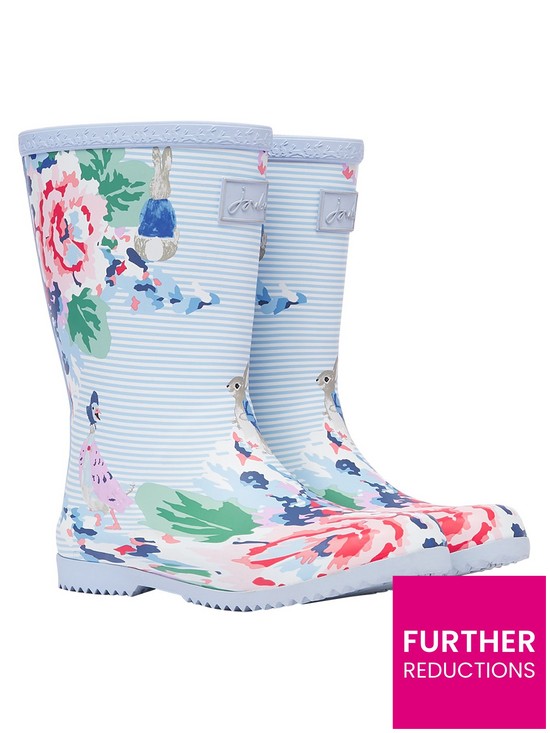 front image of joules-girls-peter-rabbit-roll-up-wellies-white