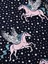  image of chelsea-peers-girls-ditsy-unicorn-long-pyjama-set-navy