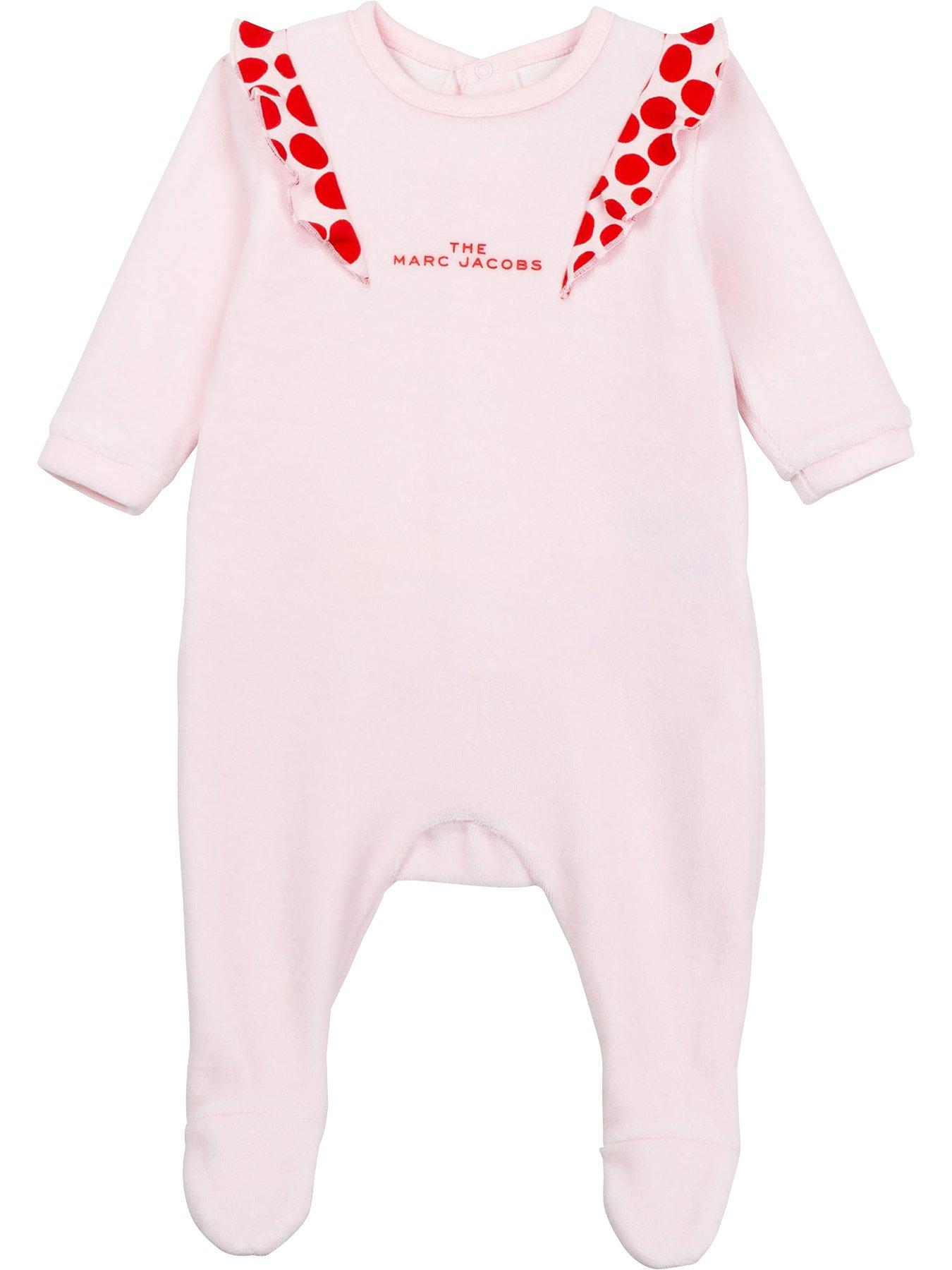  Baby Frill Trimmed Logo Babygrow - Pink