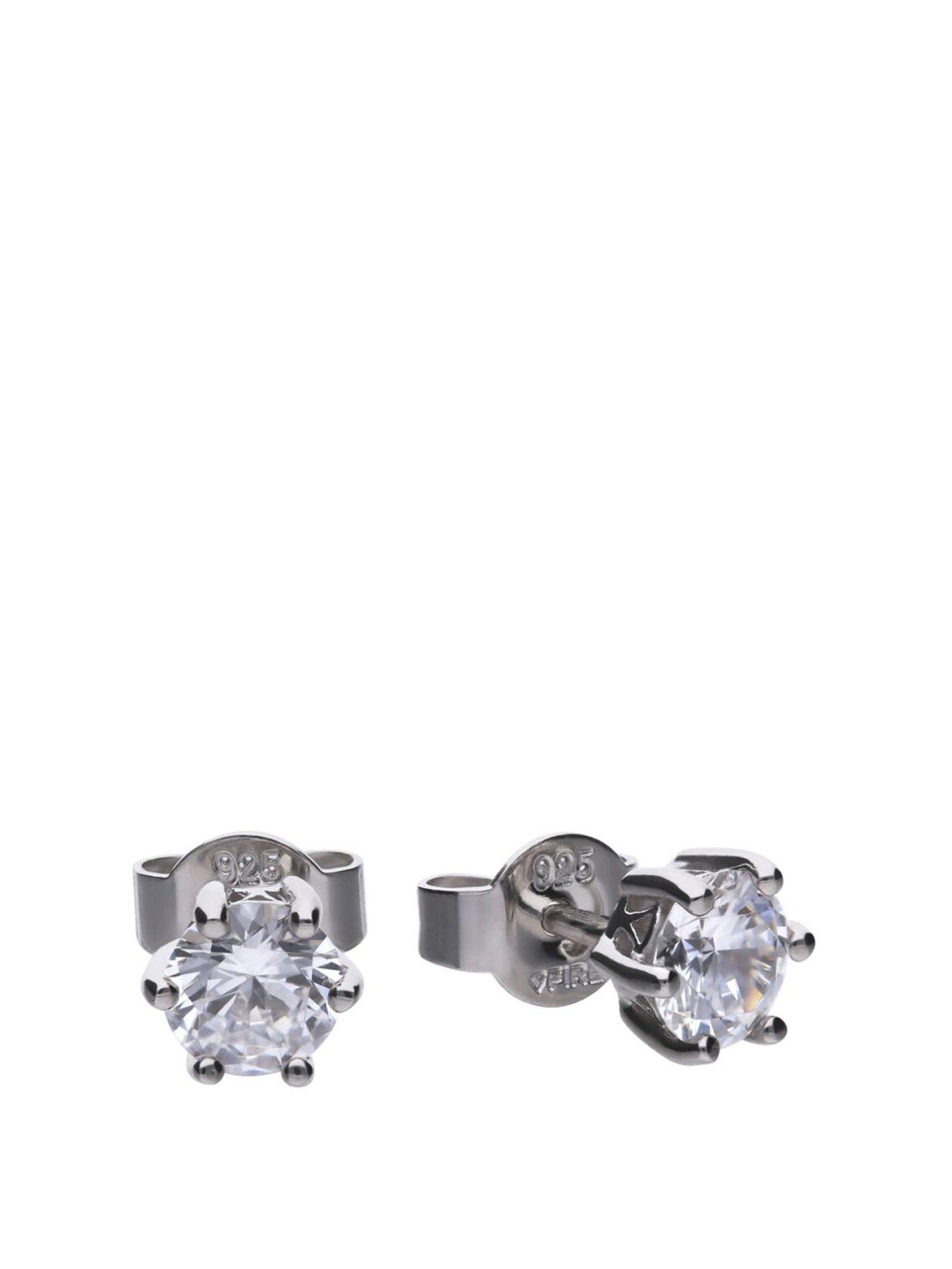 Product photograph of The Love Silver Collection Diamonfire 1 Carat Solitaire Earrings from very.co.uk