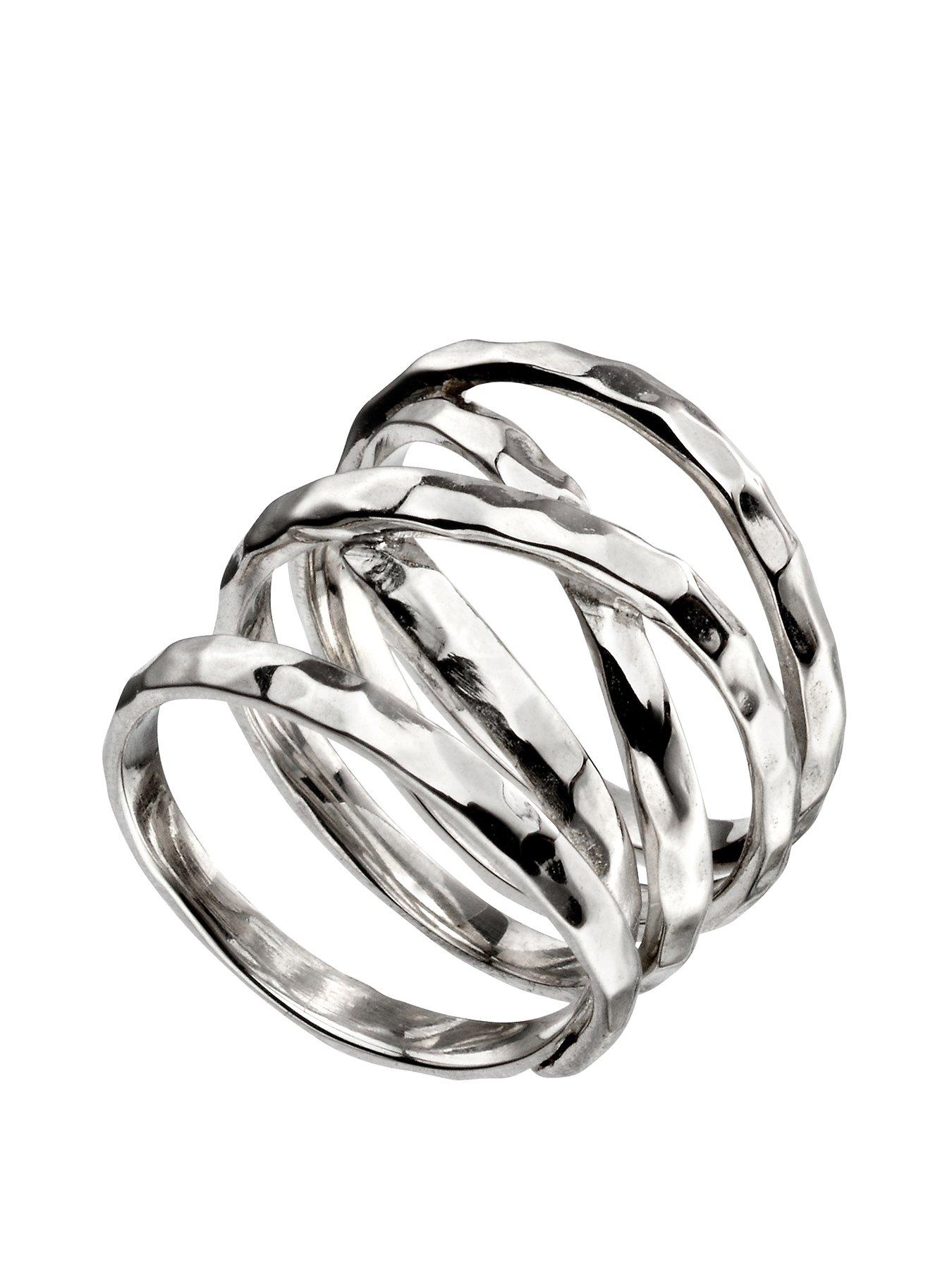 Product photograph of The Love Silver Collection Sterling Silver Wide Wrap Ring from very.co.uk