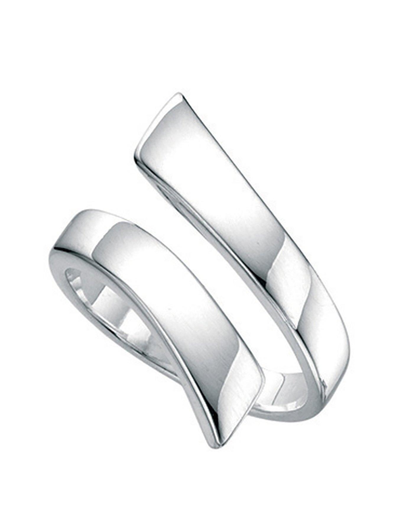 Product photograph of The Love Silver Collection Sterling Silver Cross Over Ring from very.co.uk