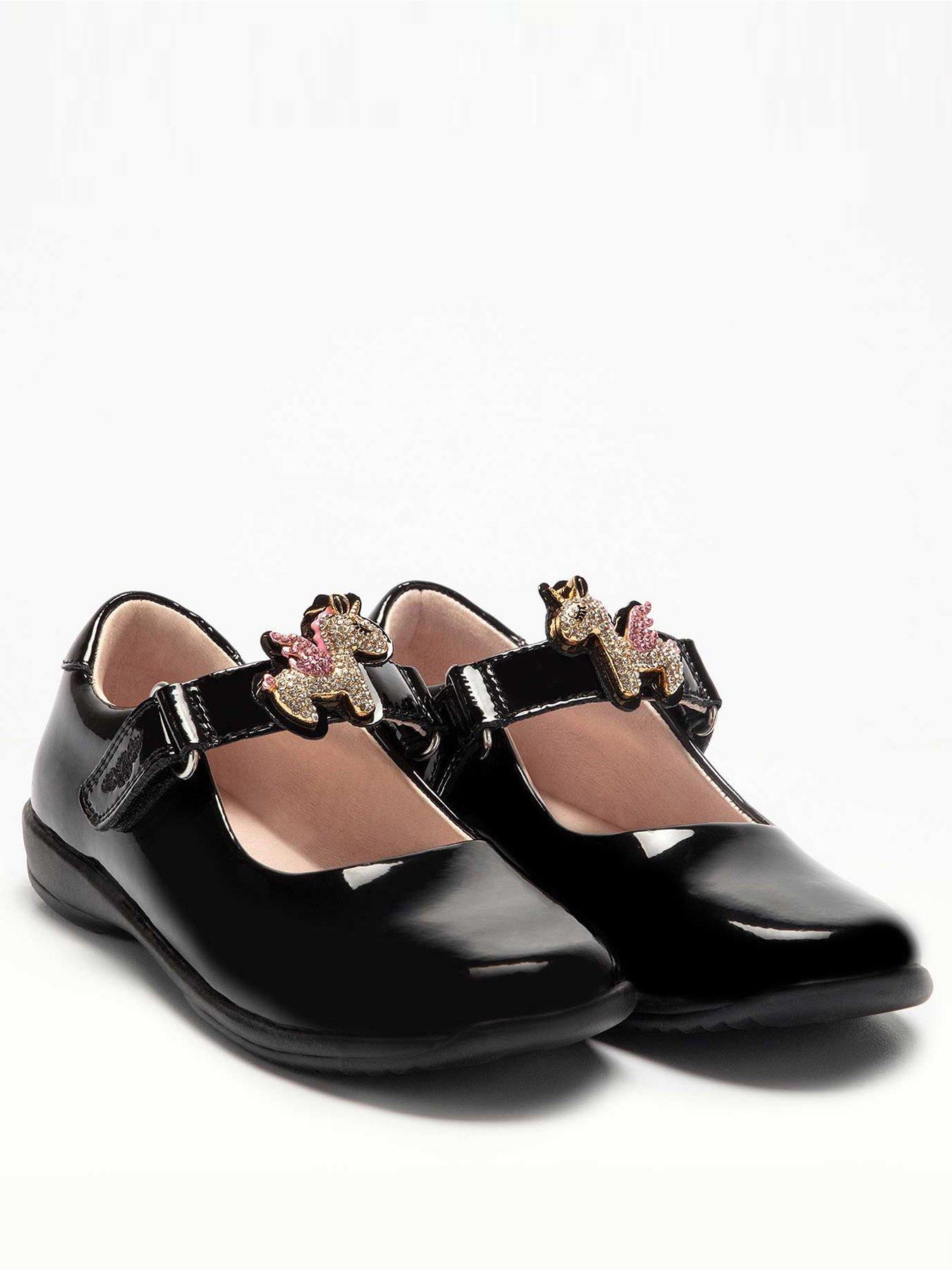  Bliss Unicorn Dolly School Shoe - Black