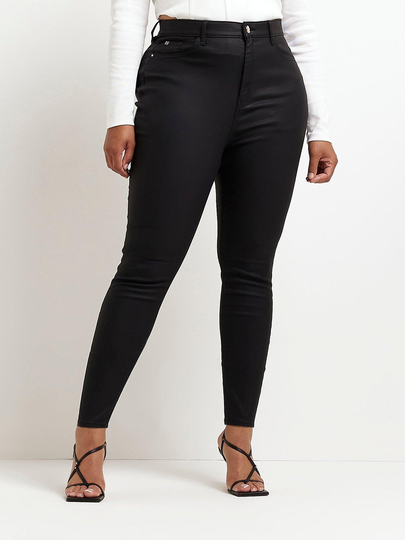 Cameo Rose Black Leather-Look High Waist Leggings