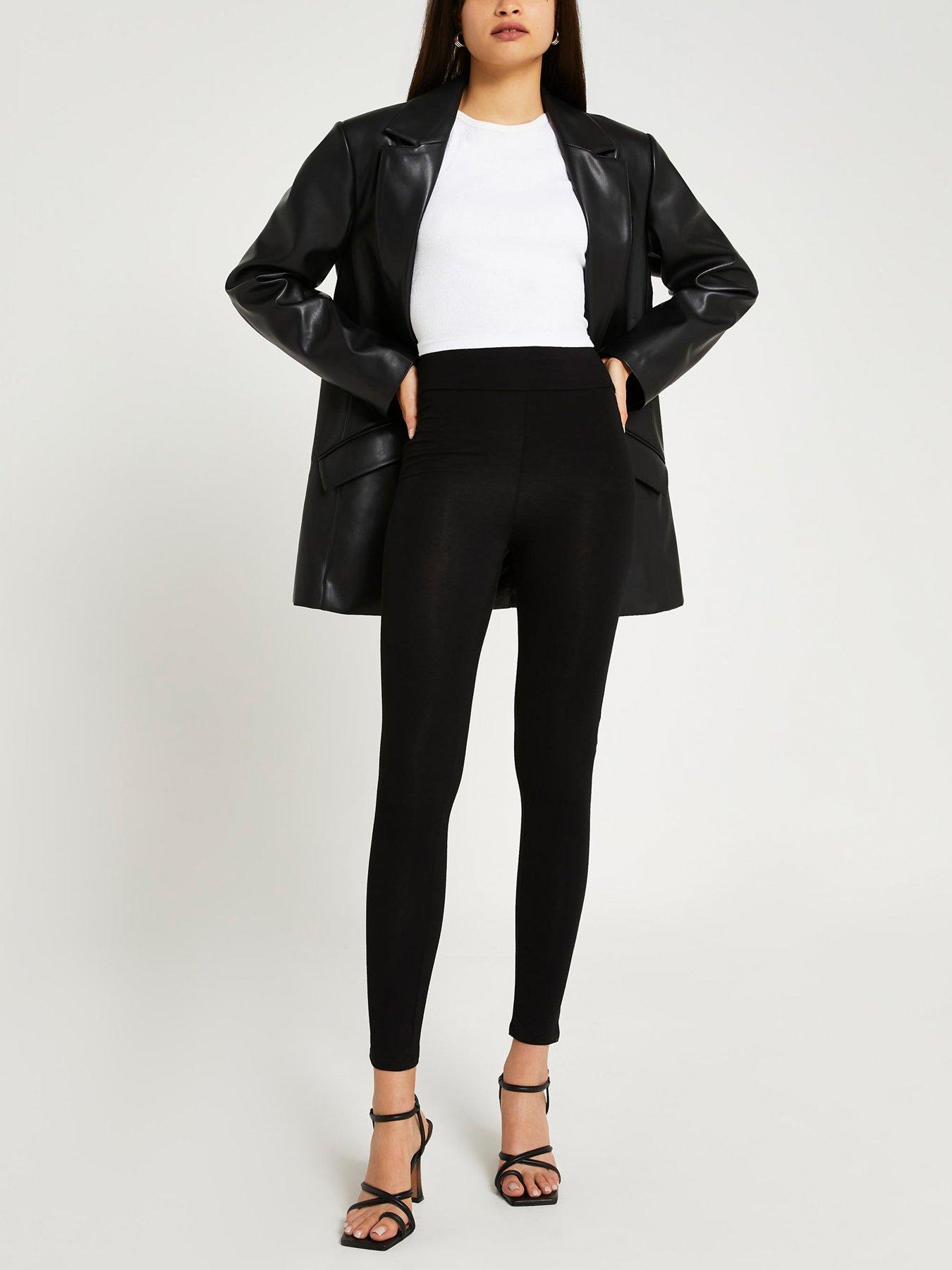Topshop Tall Tall Leather Look Leggings In Black
