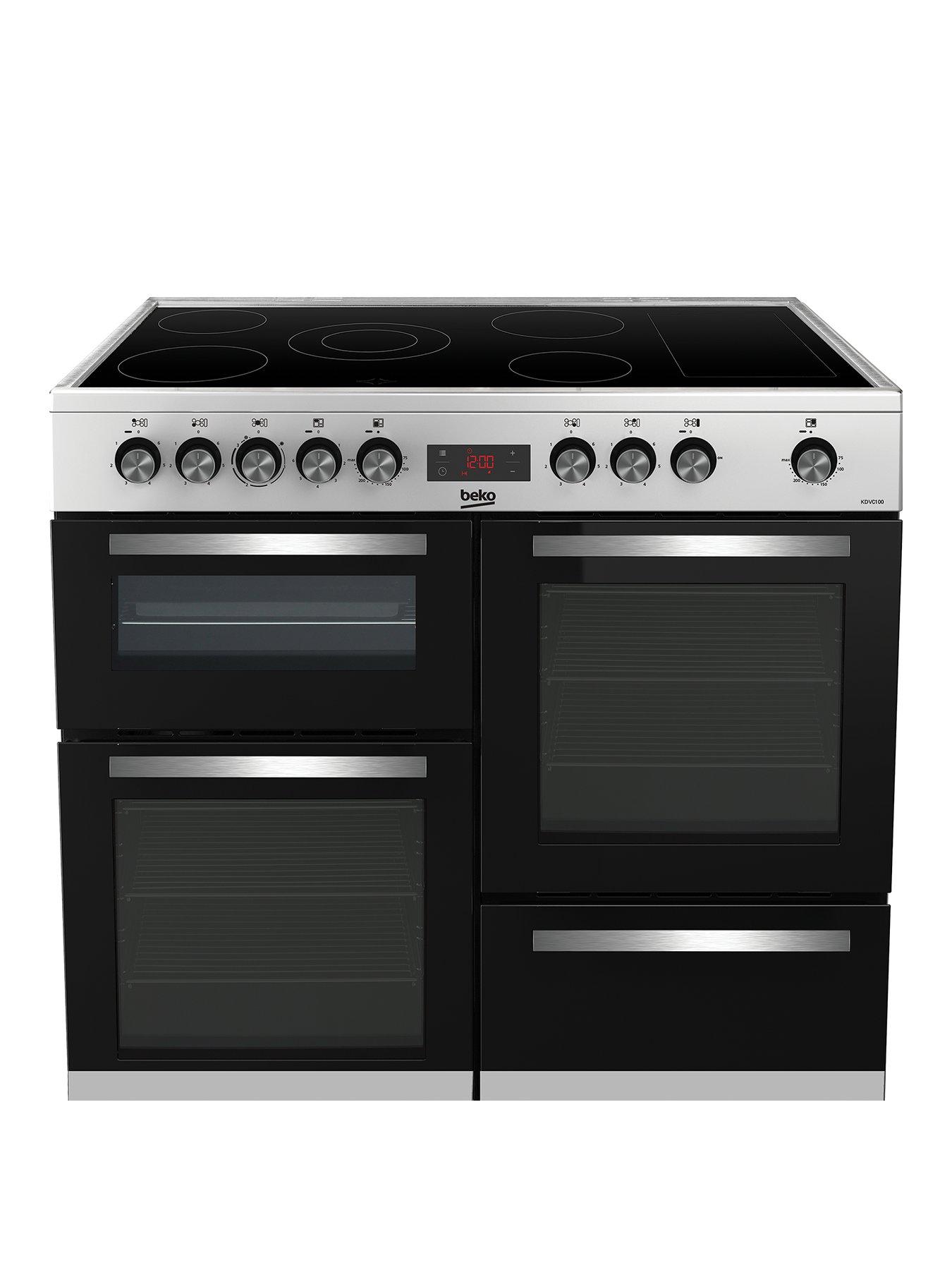 Product photograph of Beko Kdvc100x Freestanding 100cm Double Oven Range Cooker Stainless Steel - Cooker With Connection from very.co.uk