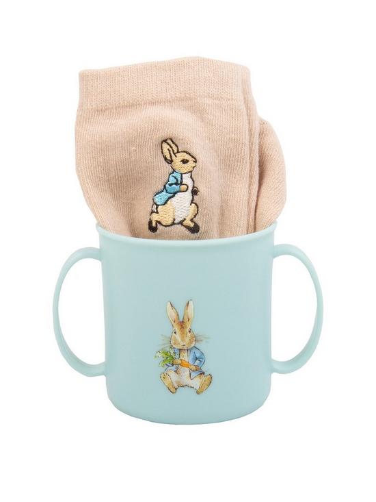 front image of peter-rabbit-mug-and-sock-set