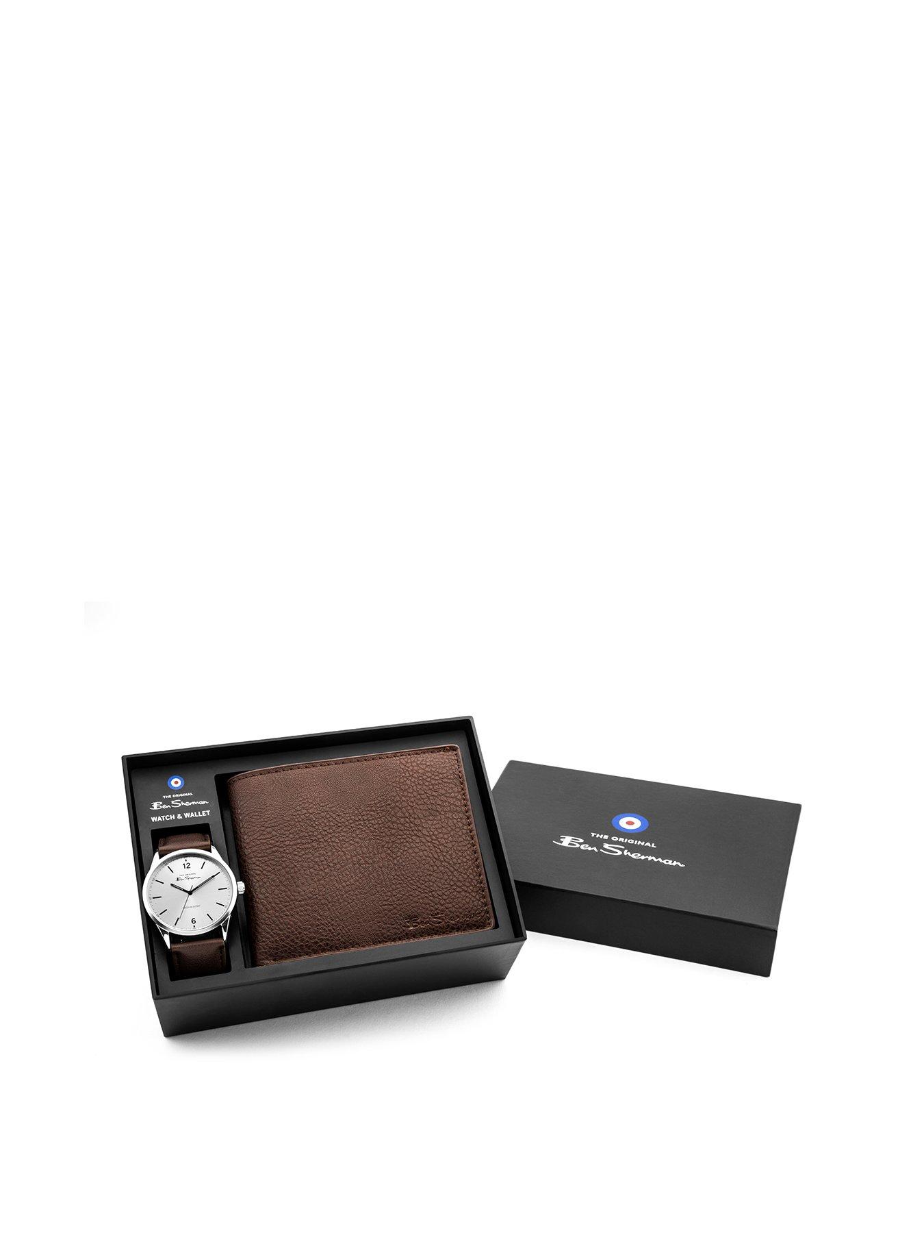 Product photograph of Ben Sherman Men S Brown Pu Watch And Wallet Gift Set from very.co.uk