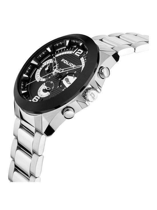 stillFront image of police-zenith-mens-watch-with-stainless-steel-bracelet-and-blacksilver-dial