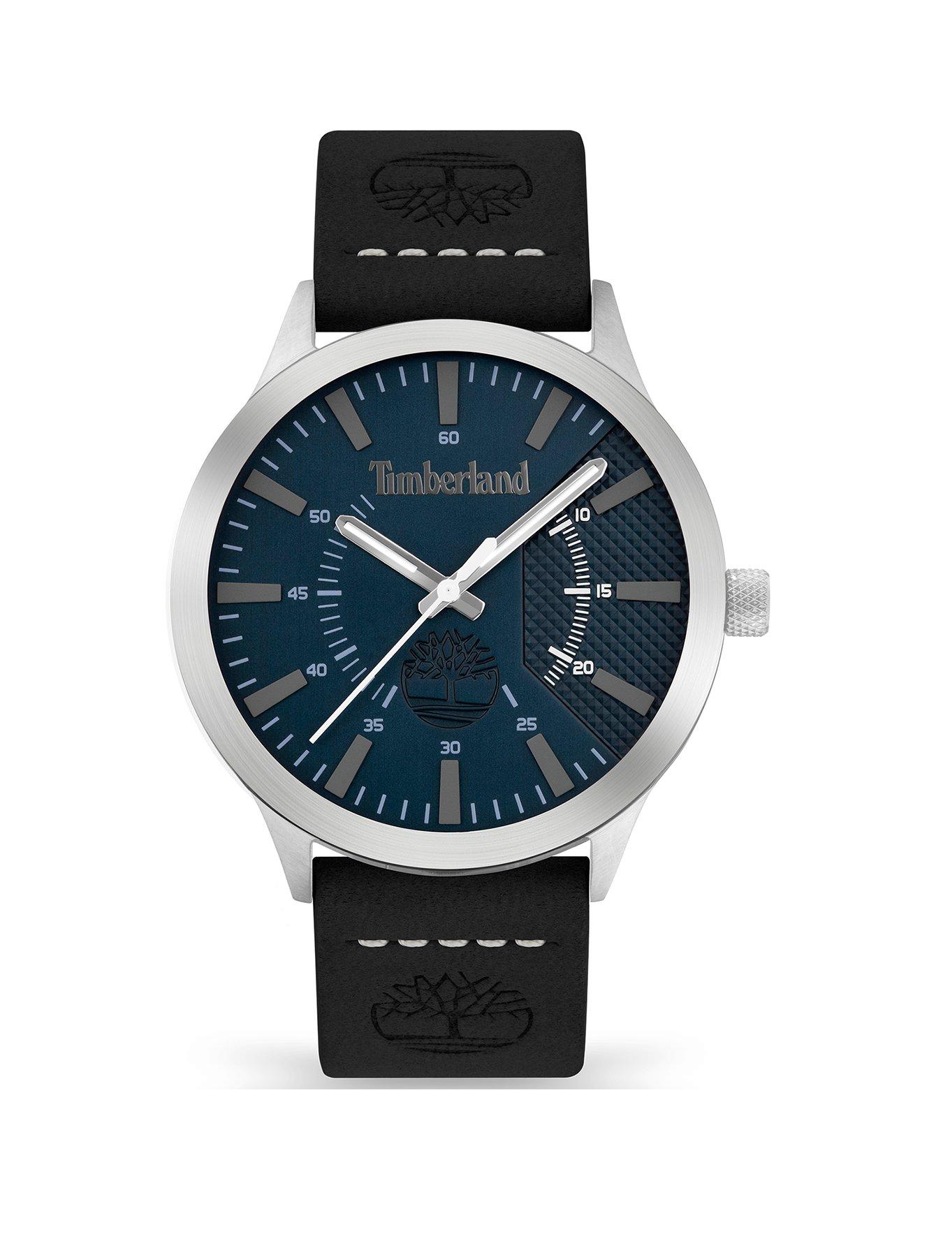 Men Hempstead Mens Watch With Black Leather Strap And Blue Dial