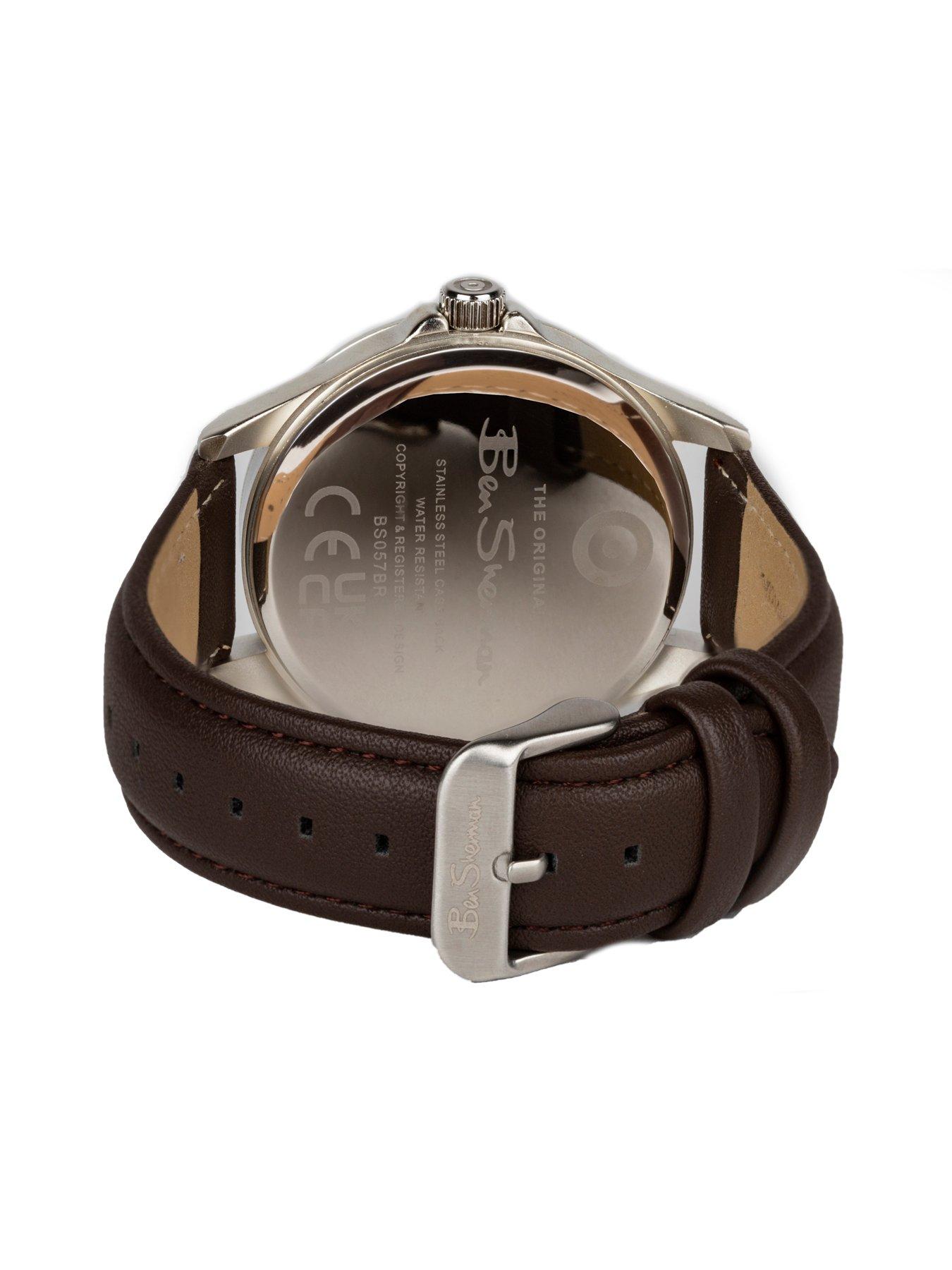 Jewellery & watches Mens Brown Pu Strap Watch with Grey Dial