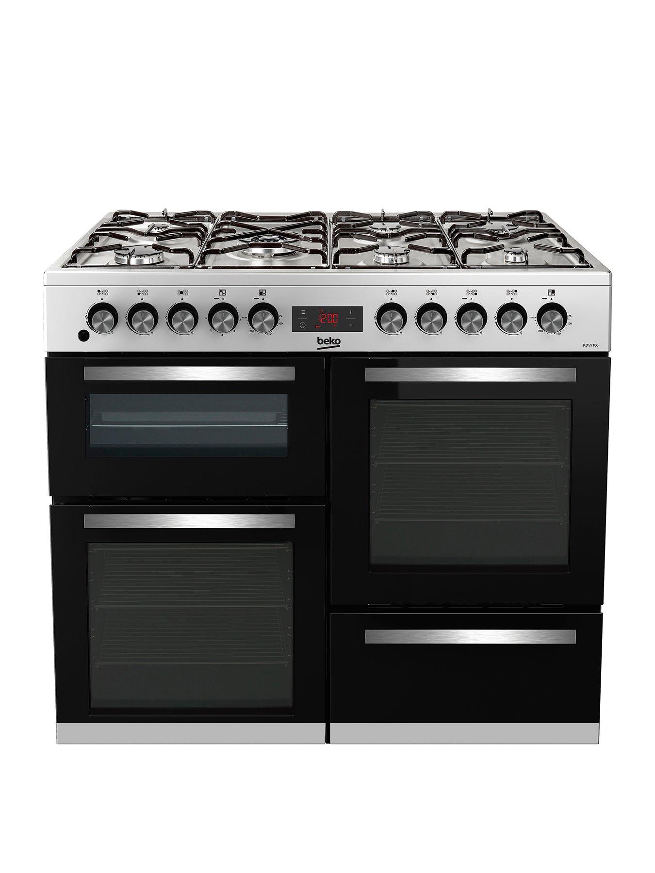 undefined KDVF100X Freestanding 100cm Double Oven Range Cooker, Stainless Steel