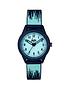  image of hype-kids-aqua-and-navy-paint-drip-pattern-silicone-strap-with-aqua-dial