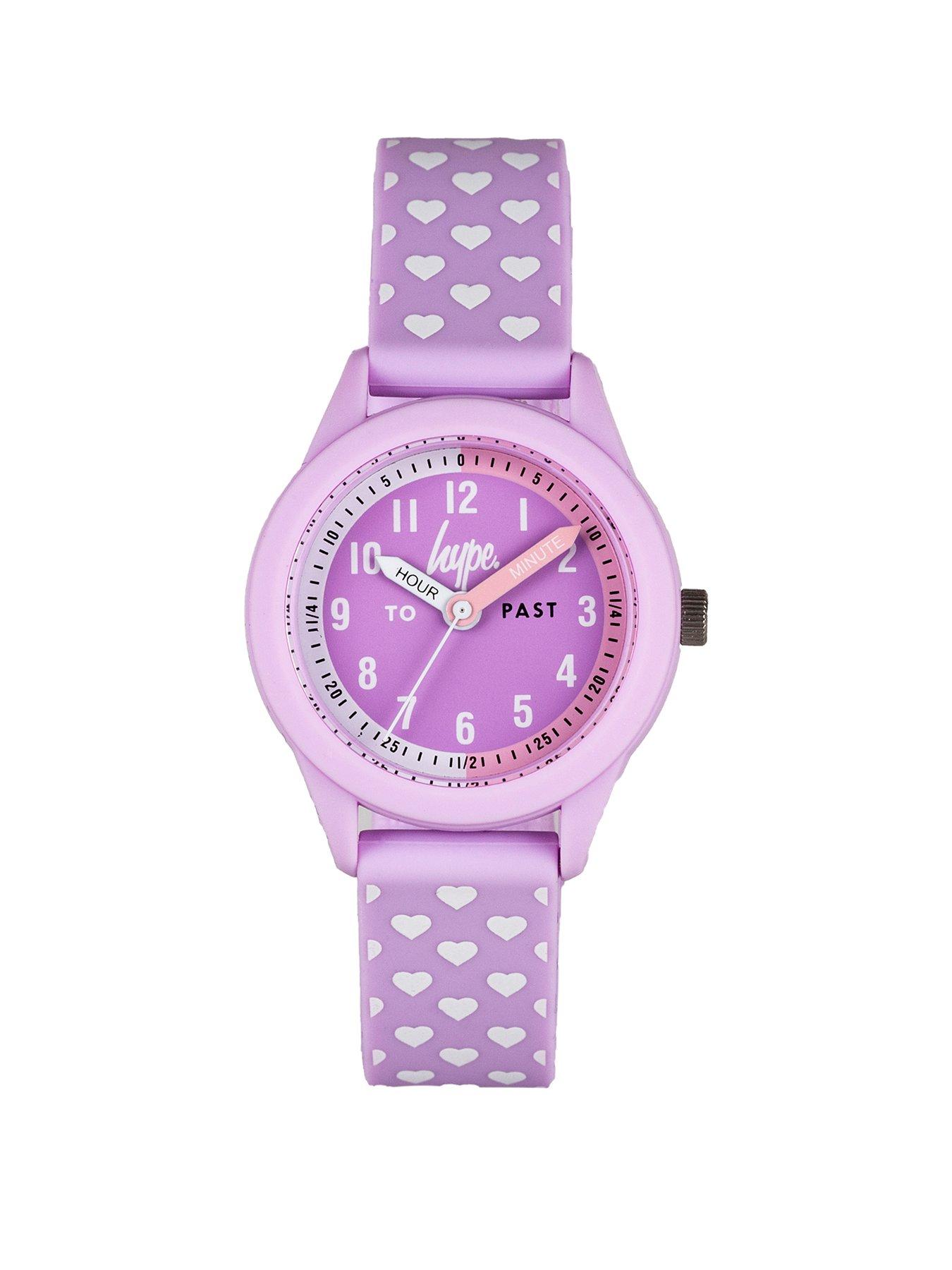  Hype Kids Lilac with Heart Pattern Silicone Strap with Lilac Dial