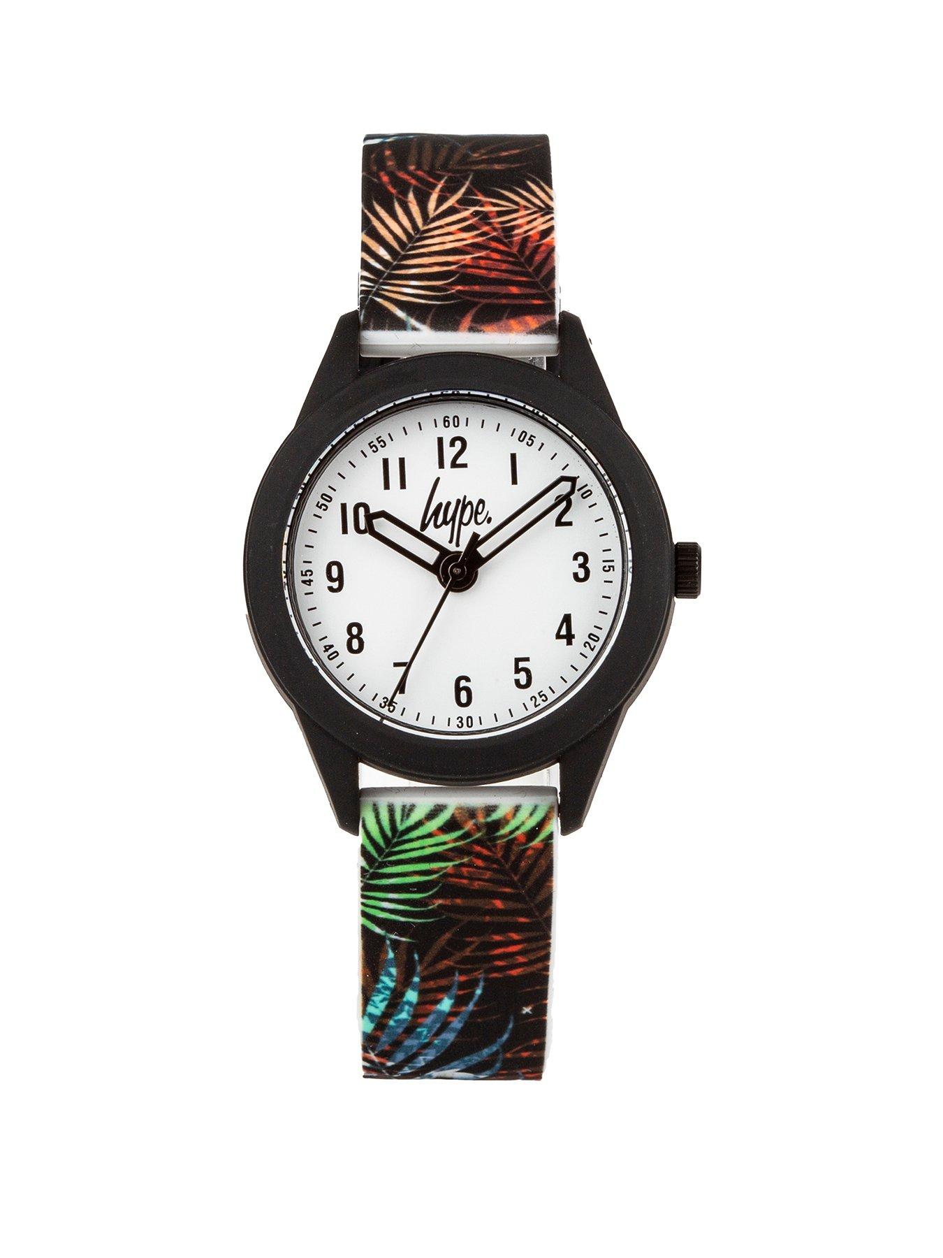  Hype Kids Multicoloured Leaf Pattaern Silicone Strap with White Dial
